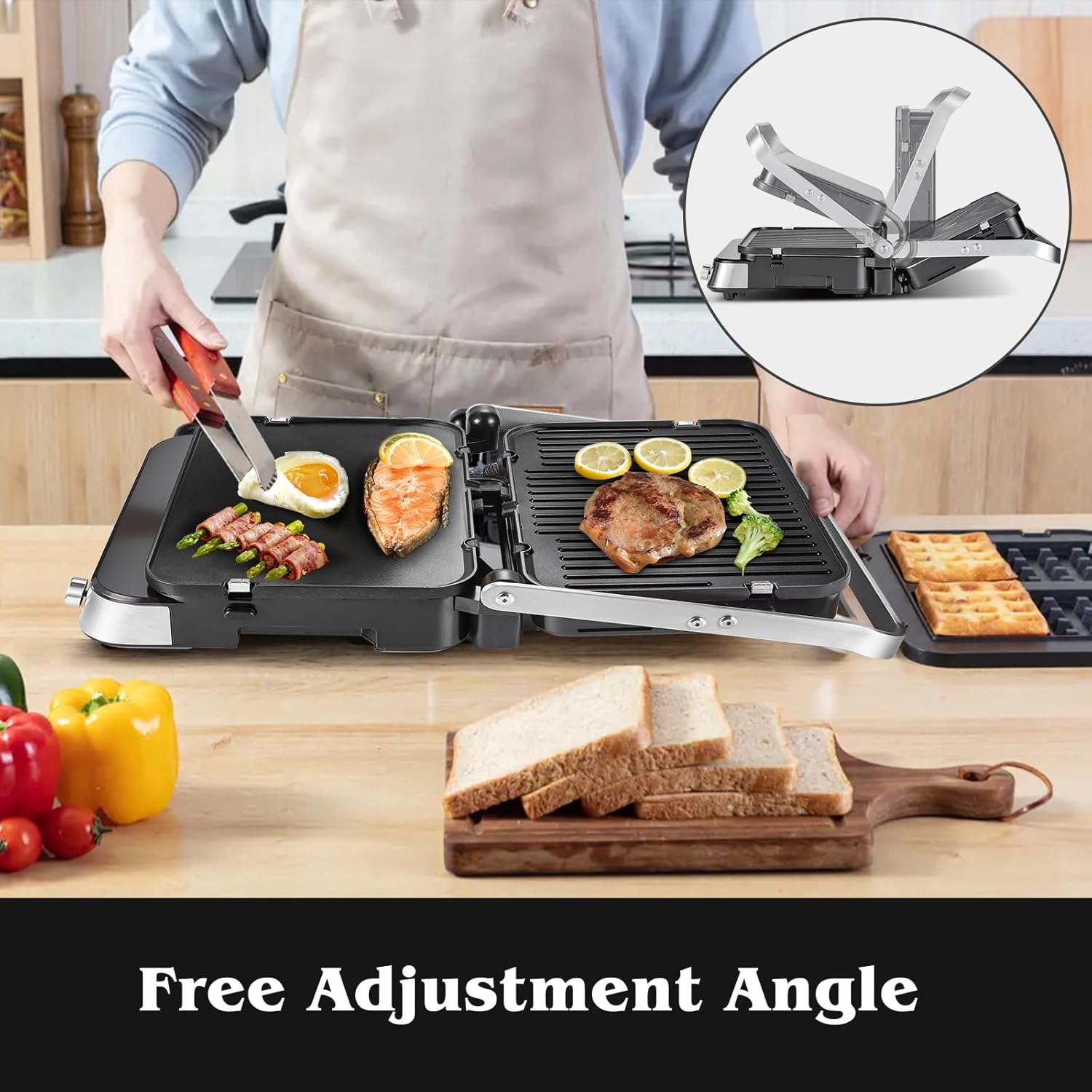 Detalle de AMZCHEF 4-in-1 electric grill 2000W