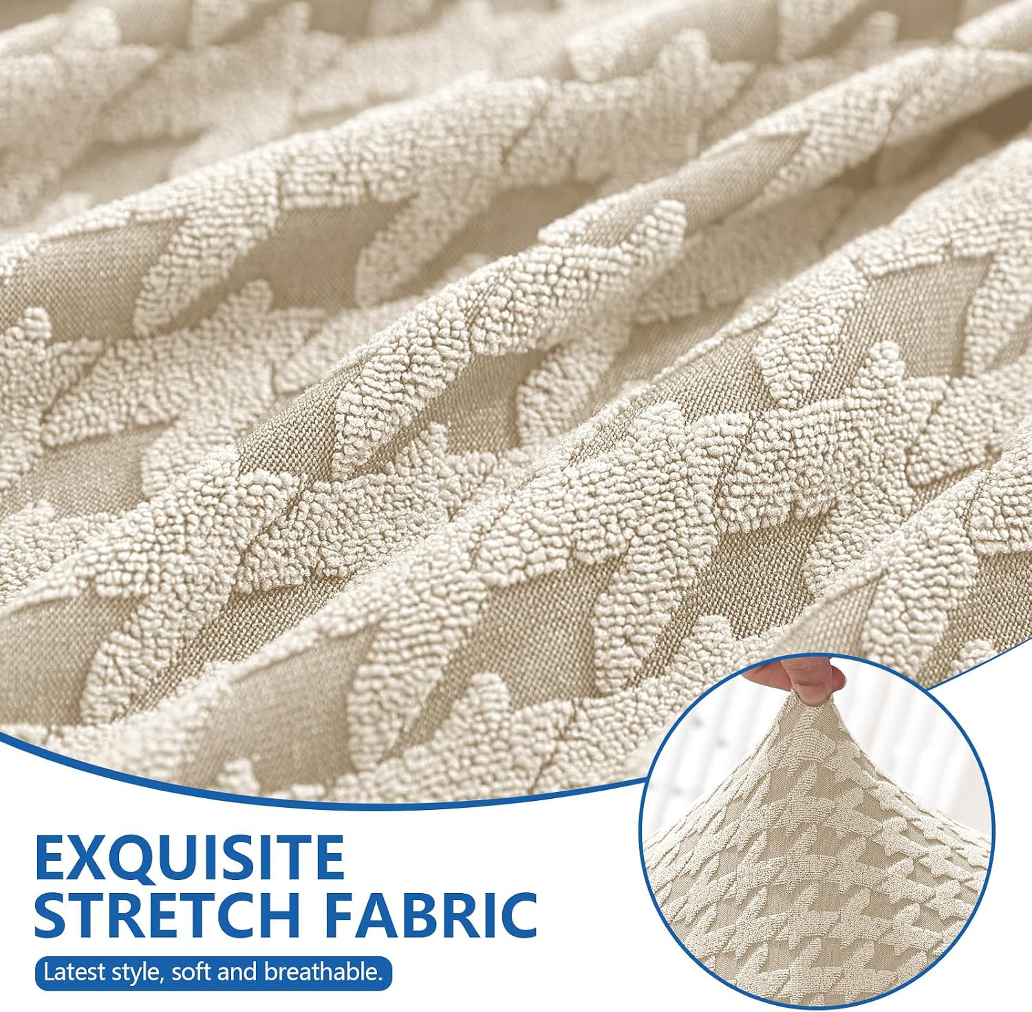 Detalle 2 de YSTELLAA Housse Canapé 2 places extensible universelle avec accoudoirs – Beige