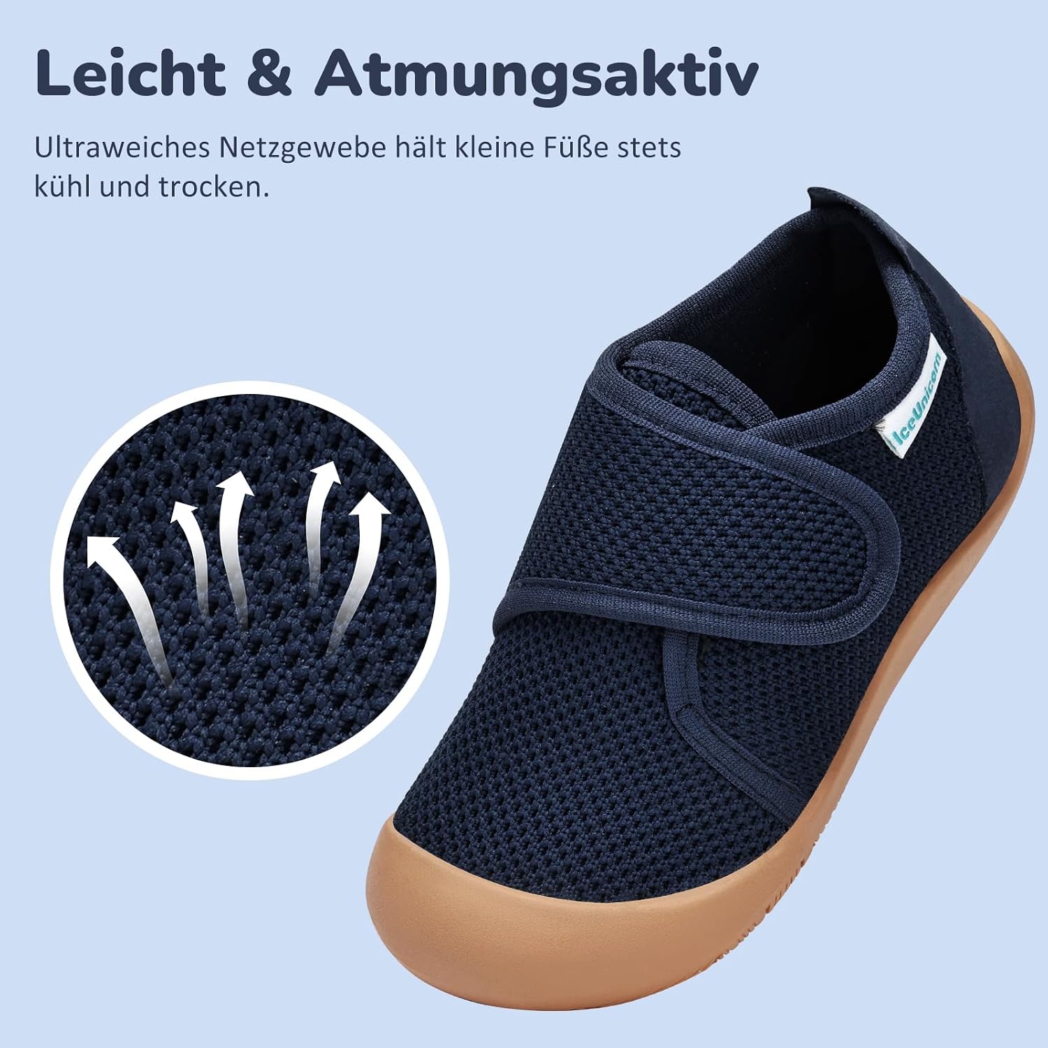 Detalle de IceUnicorn Hausschuhe Kinder Barfussschuhe – atmungsaktiv, rutschfest & leicht anziehbar