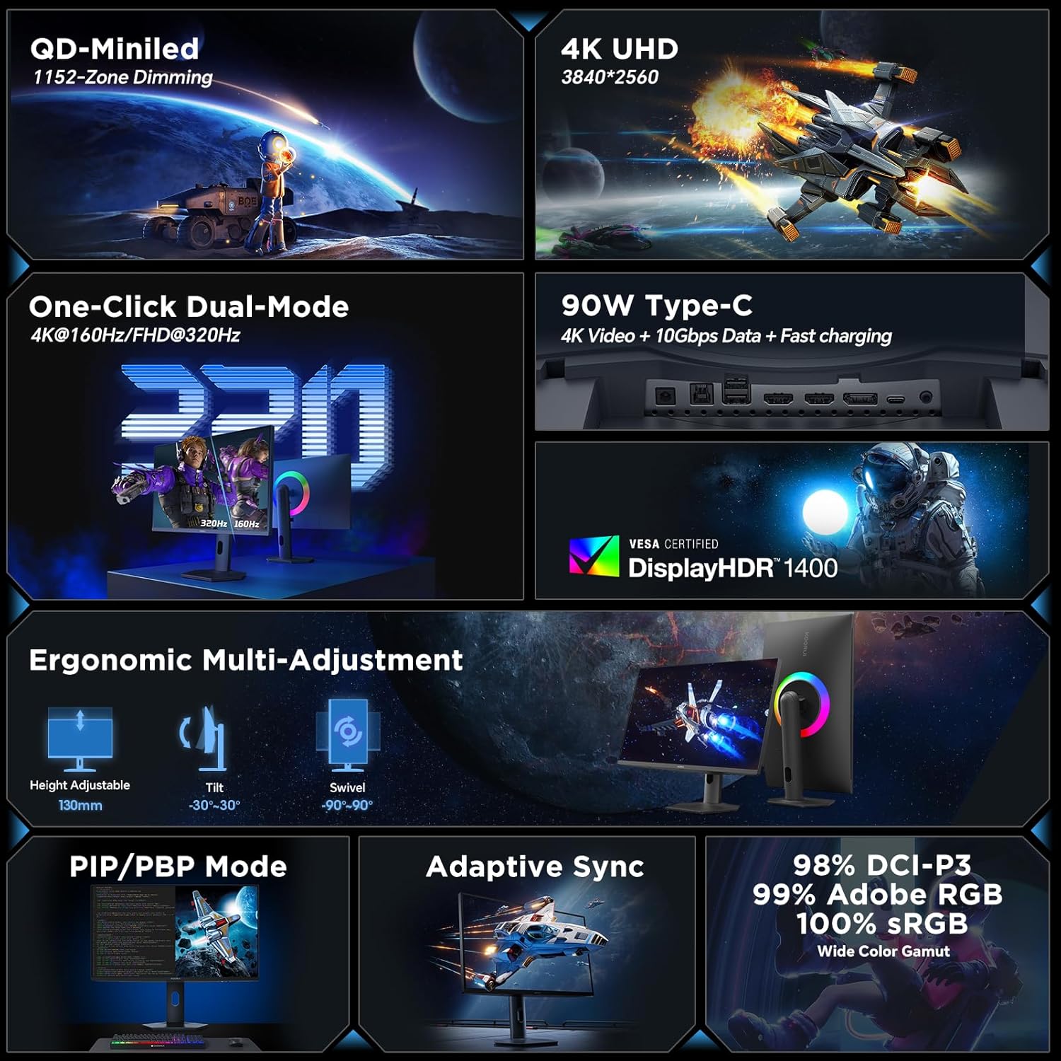 Detalle 2 de KOORUI S2741LM 27" 4K QD‑Mini LED gaming monitor