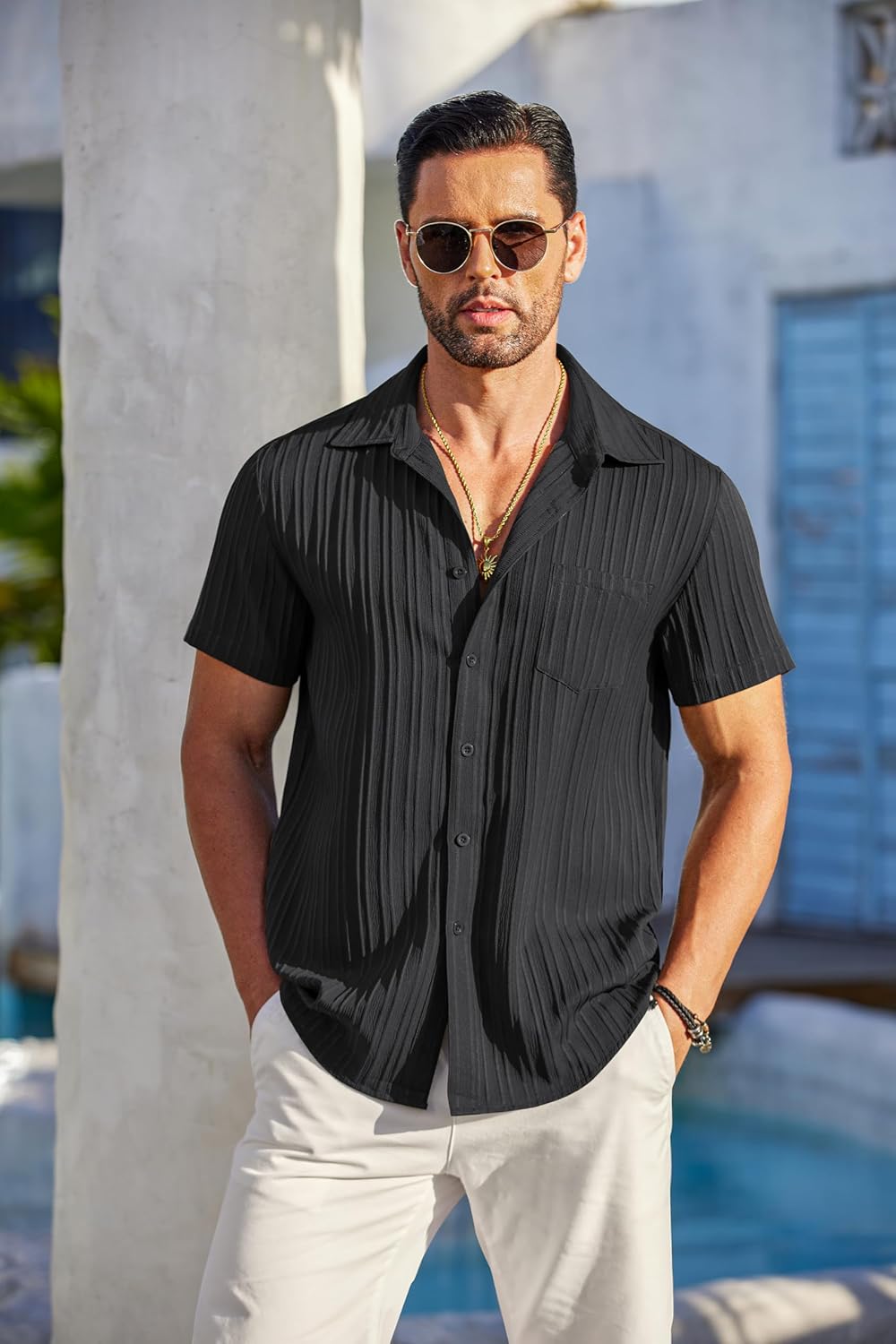 Thumbnail 1 de COOFANDY Casual Short Sleeve Beach Shirt 🌴
