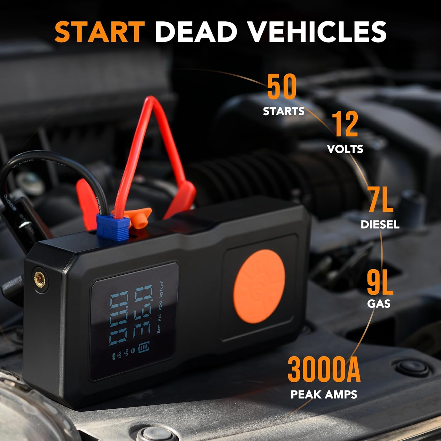 Thumbnail 1 de 9-in-1 Jump Starter Power Pack with Air Compressor and 4500A Peak Jump Starter