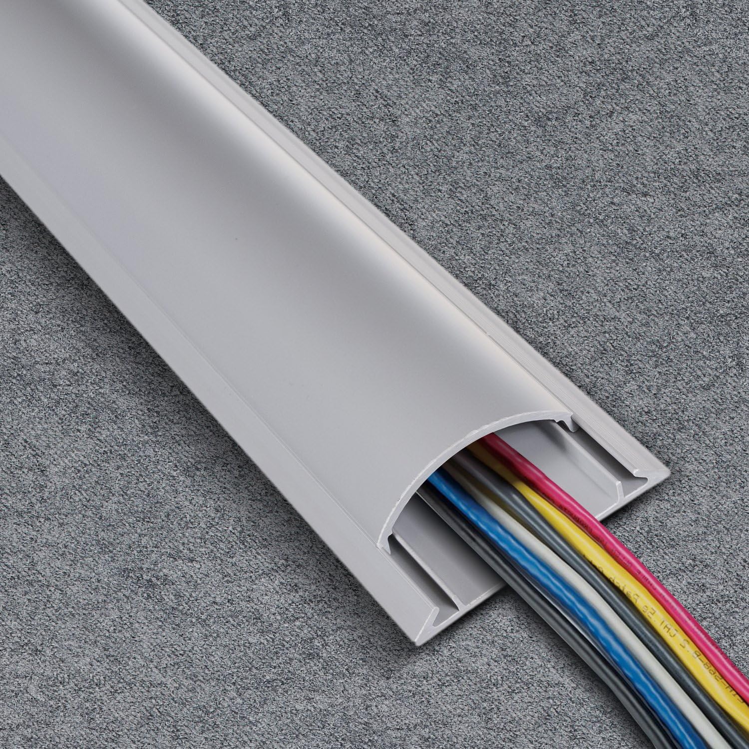 Detalle de Maclean MCTV-674 Kabelkanal 1m – Boden-Kabelkanal mit Klebeband, Halbrund, grau