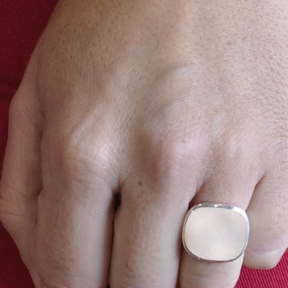Thumbnail 4 de Bague Argent 925 Pavé Carré de Nacre Ivoire — Les Poulettes Bijoux