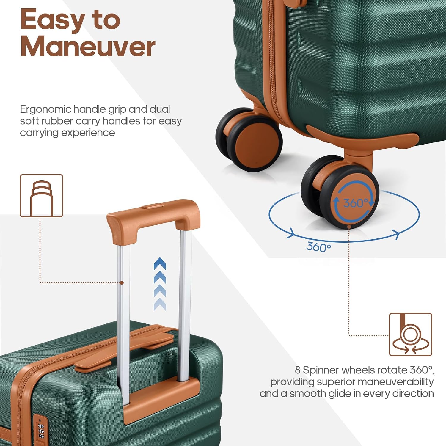 Thumbnail 2 de UKEIN 3-Piece Luggage Set: 20-Inch Carry-On with Spinner Wheels and Travel Backpack