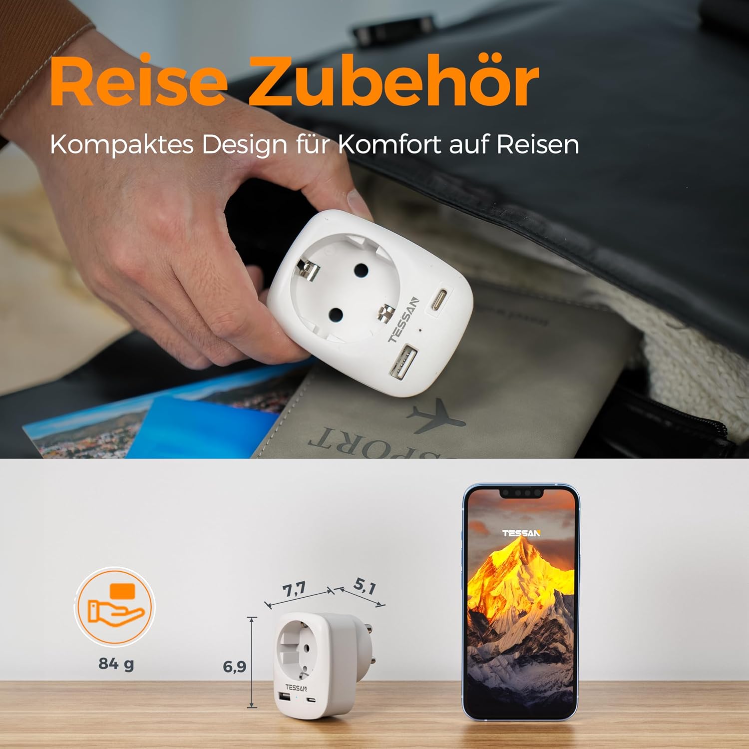 Thumbnail 4 de TESSAN 3 in 1 Reiseadapter Typ D 2500W
