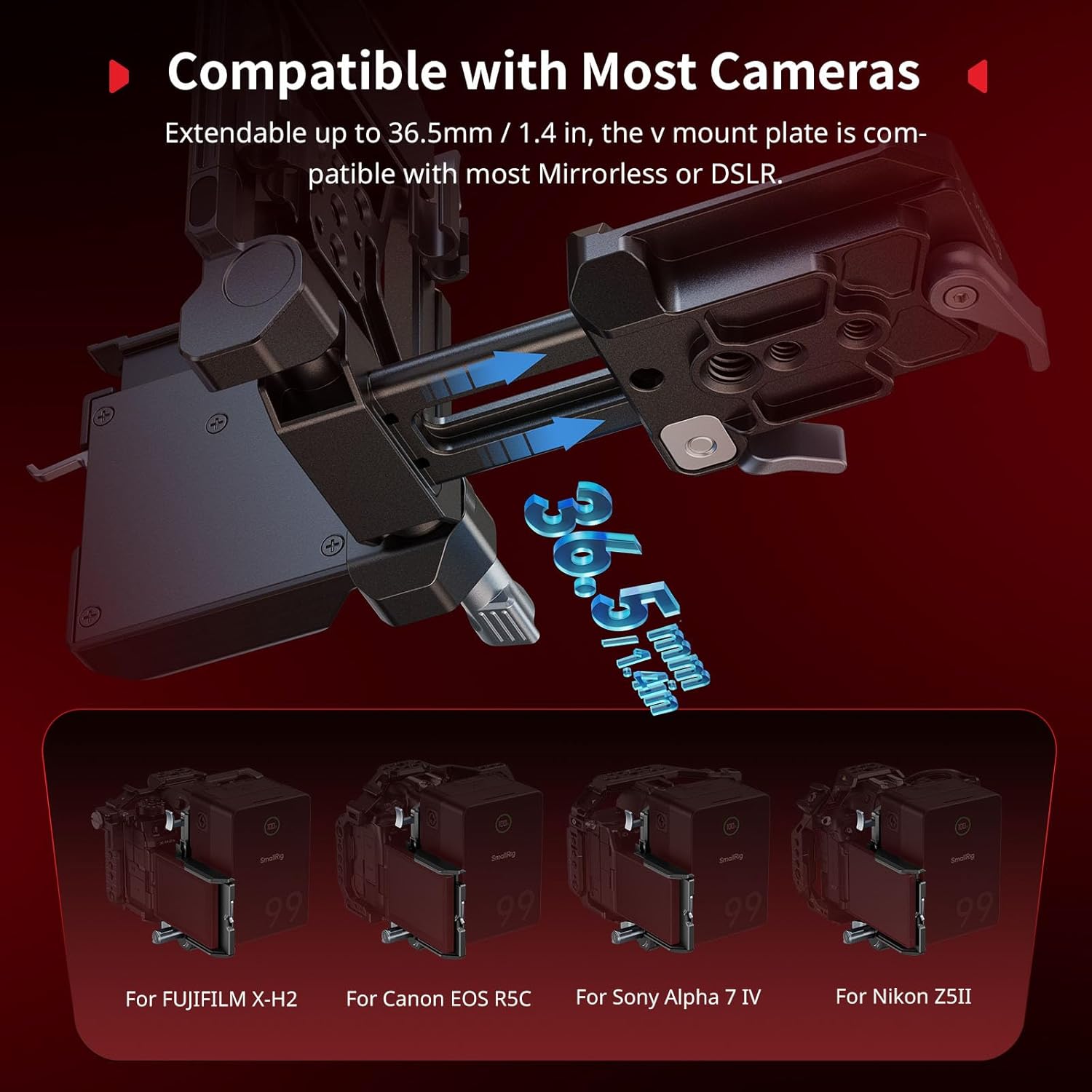 Thumbnail 4 de SMALLRIG Foldable V Mount Battery Plate Kit Pro 80mm