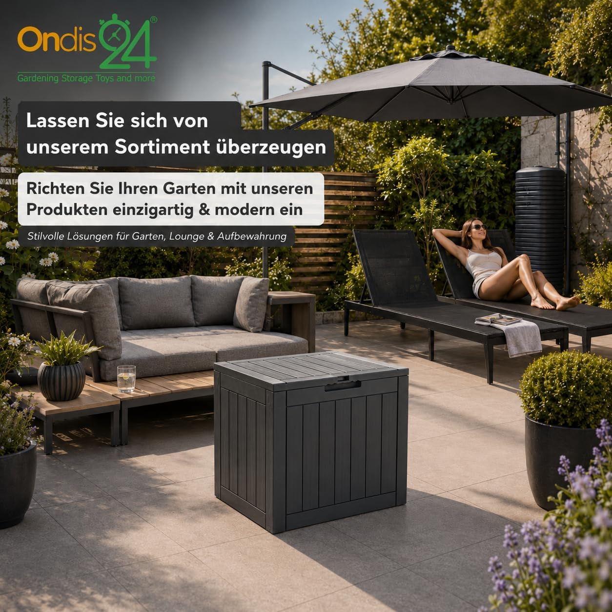 Thumbnail 6 de Ondis24 City Cube – 110 L Kunststoff-Box, abschließbare Sitz- und Aufbewahrungsbox, Beige 55×43×53 cm