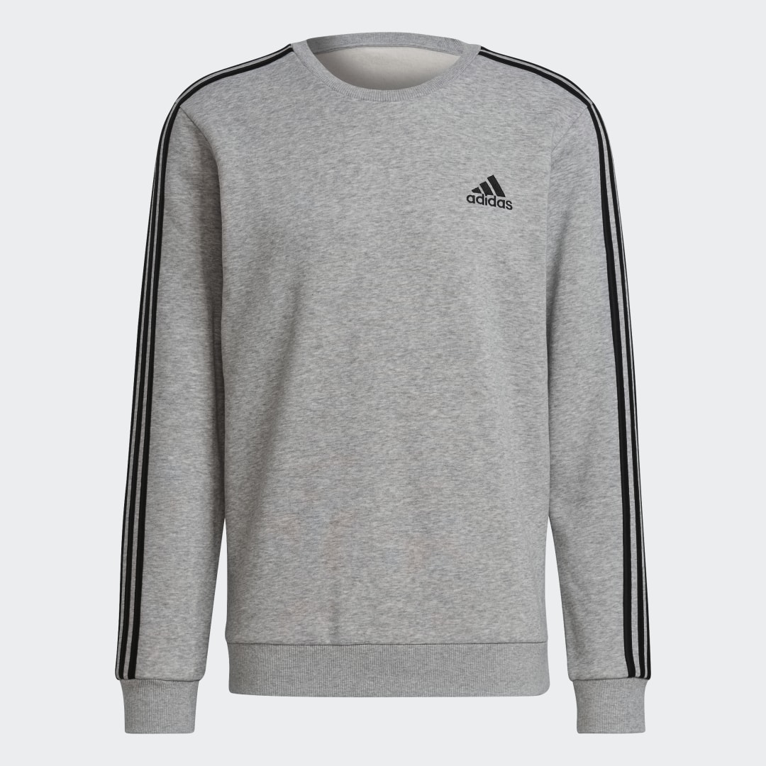 Detalle de Sudadera Essentials Fleece 3 bandas de Adidas – Gris