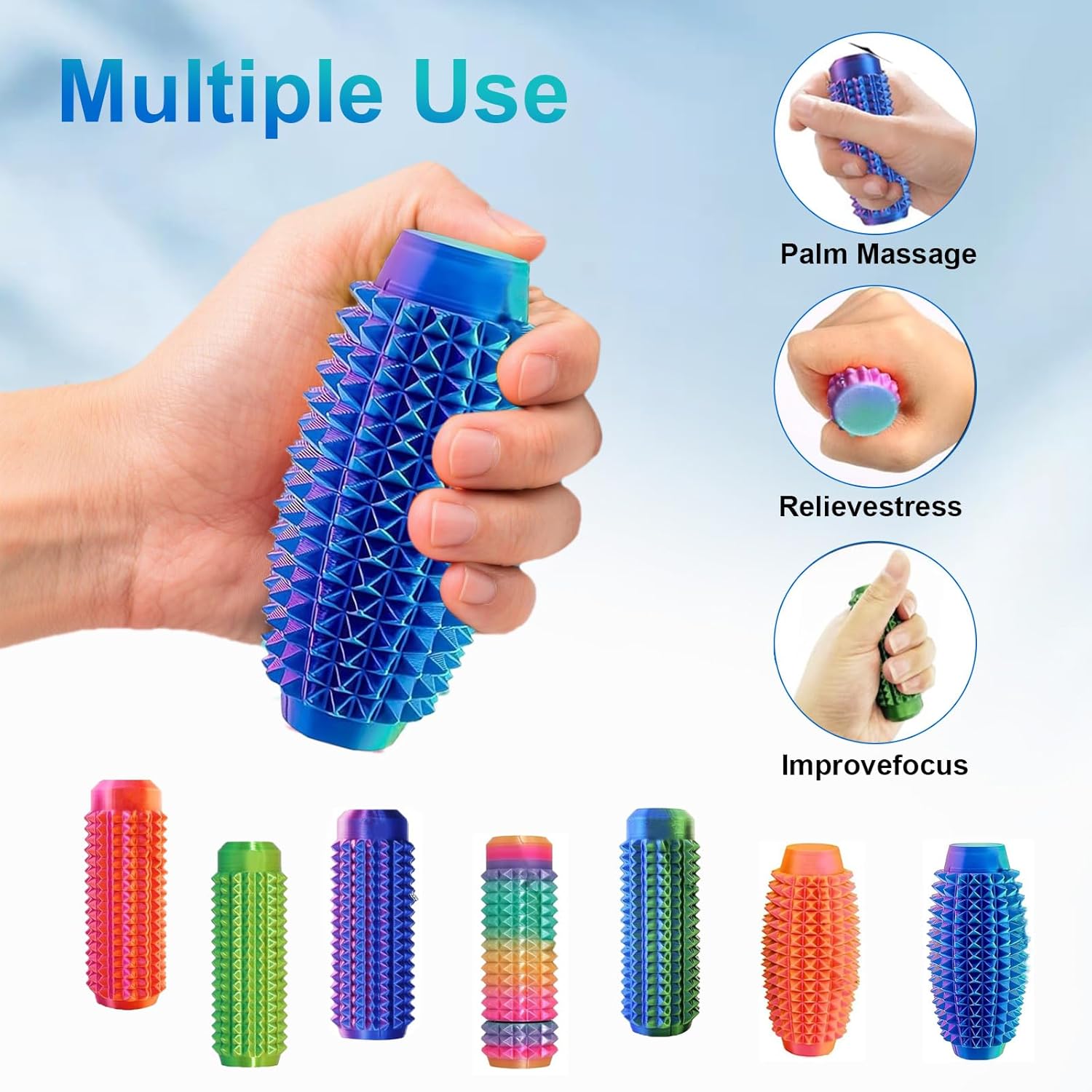 Thumbnail 2 de Noafuxy 3PC Little Ouchies Fidget Toys for Adults—Portable Spiky Anxiety Relief Keychain (Style 1)