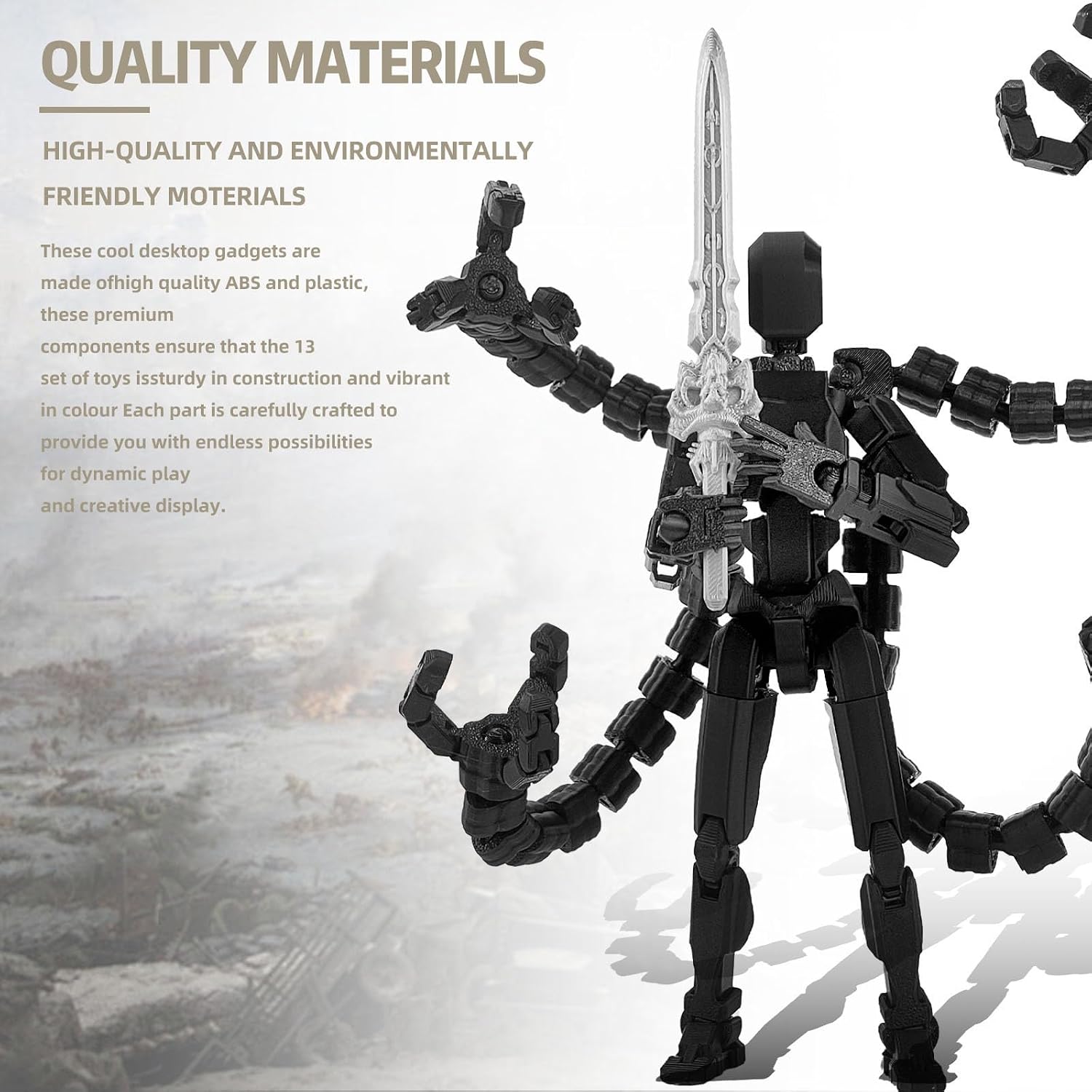 Detalle 2 de PkghoKids 3D-Printed Robot Action Figure, 7.2-Inch
