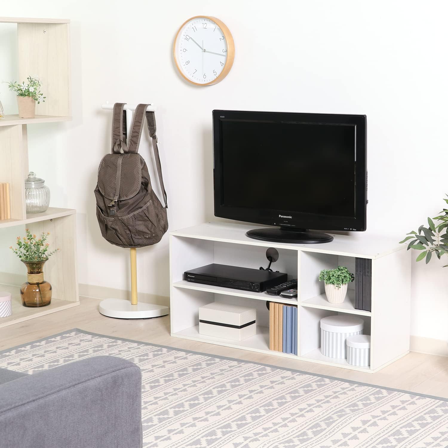Detalle de 不二貿易 96599 テレビ台 幅89×奥行29.5×高さ42cm、ホワイト木目調・32型対応