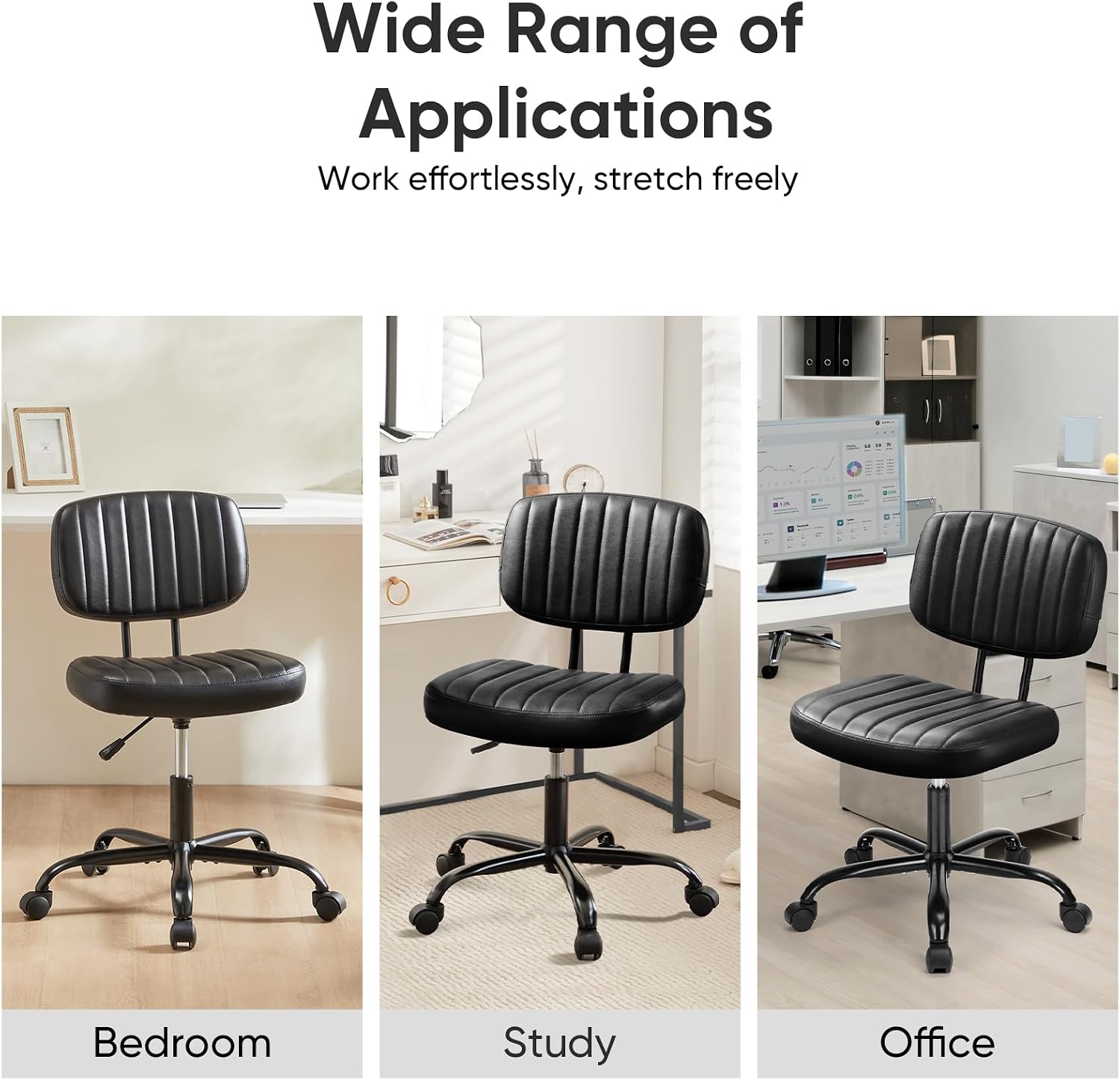 Thumbnail 6 de DUMOS 2139ND722 Armless PU Leather Office Chair with Adjustable Height