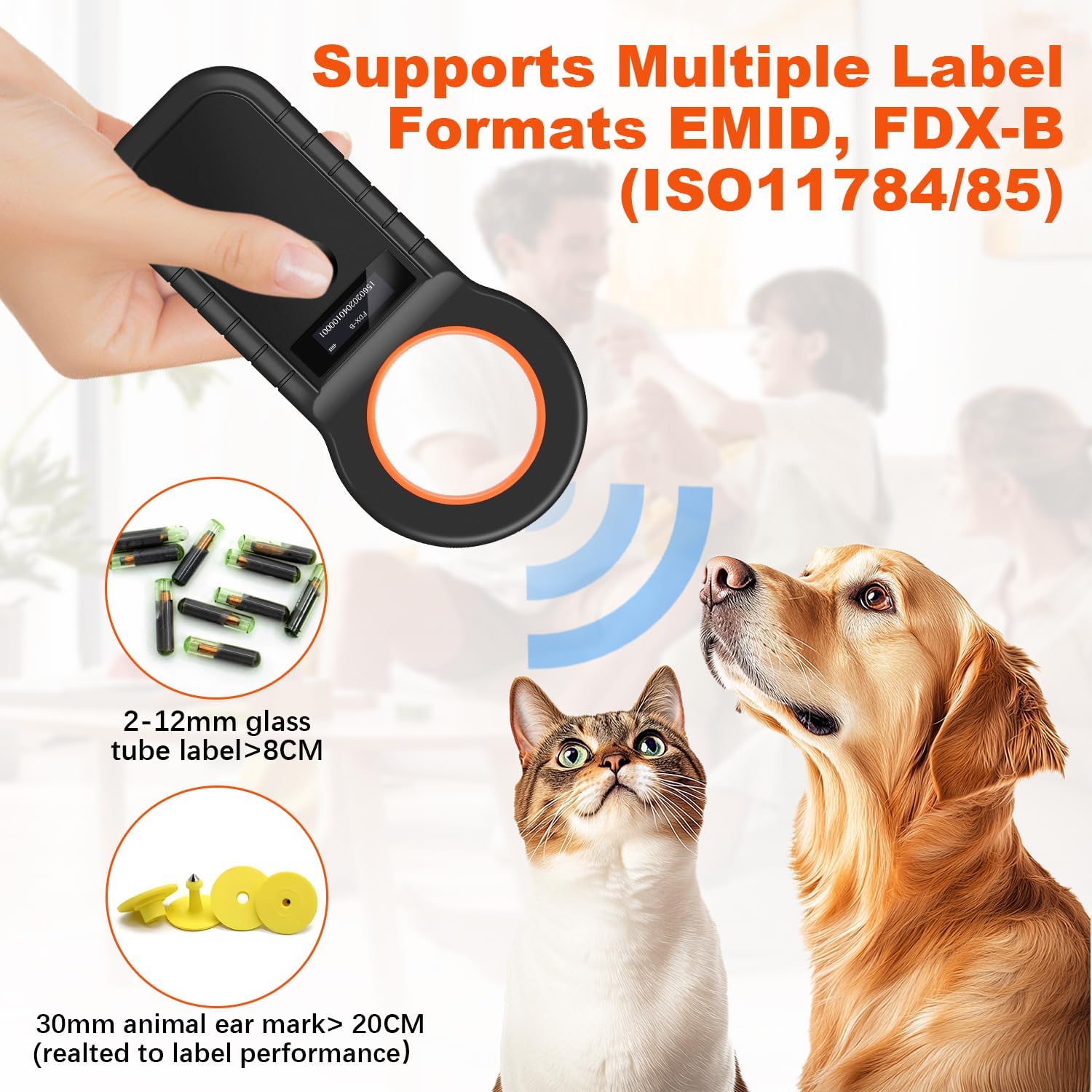 Detalle de Quevati Pet Microchip Scanner with OLED Display (USB rechargeable microchip reader)