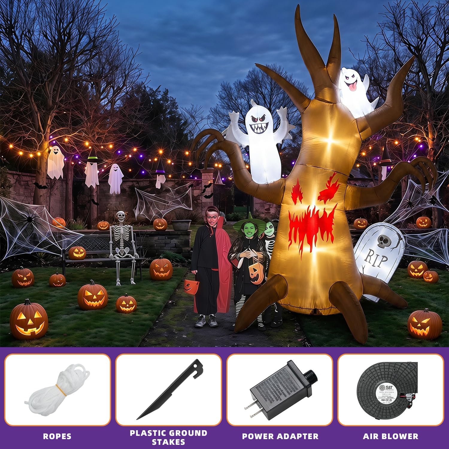 Detalle de Kendane CQJR 8FT Halloween Inflatable Scary Tree with Built-In LEDs
