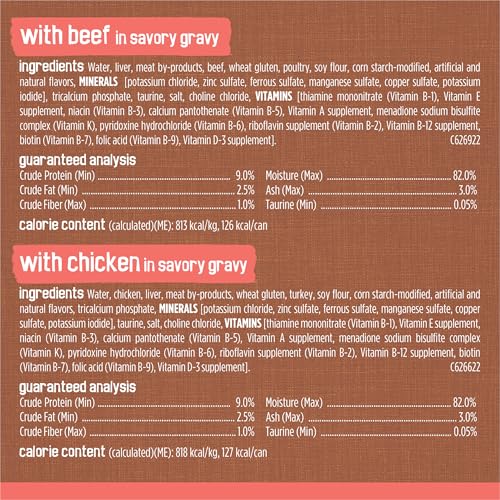 Thumbnail 6 de Purina Friskies Extra Gravy Wet Cat Food Chunky Variety Pack (Chicken, Turkey, Salmon, Beef) — 24x5.5 oz Cans