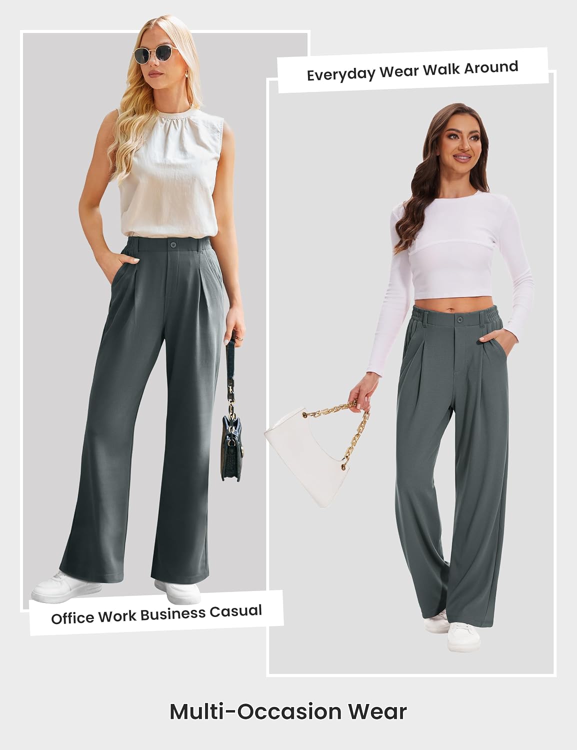 Thumbnail 1 de Desol Hosen – Damen Waffel Palazzo Hose, High Waist, Weite Sommerhose mit Taschen