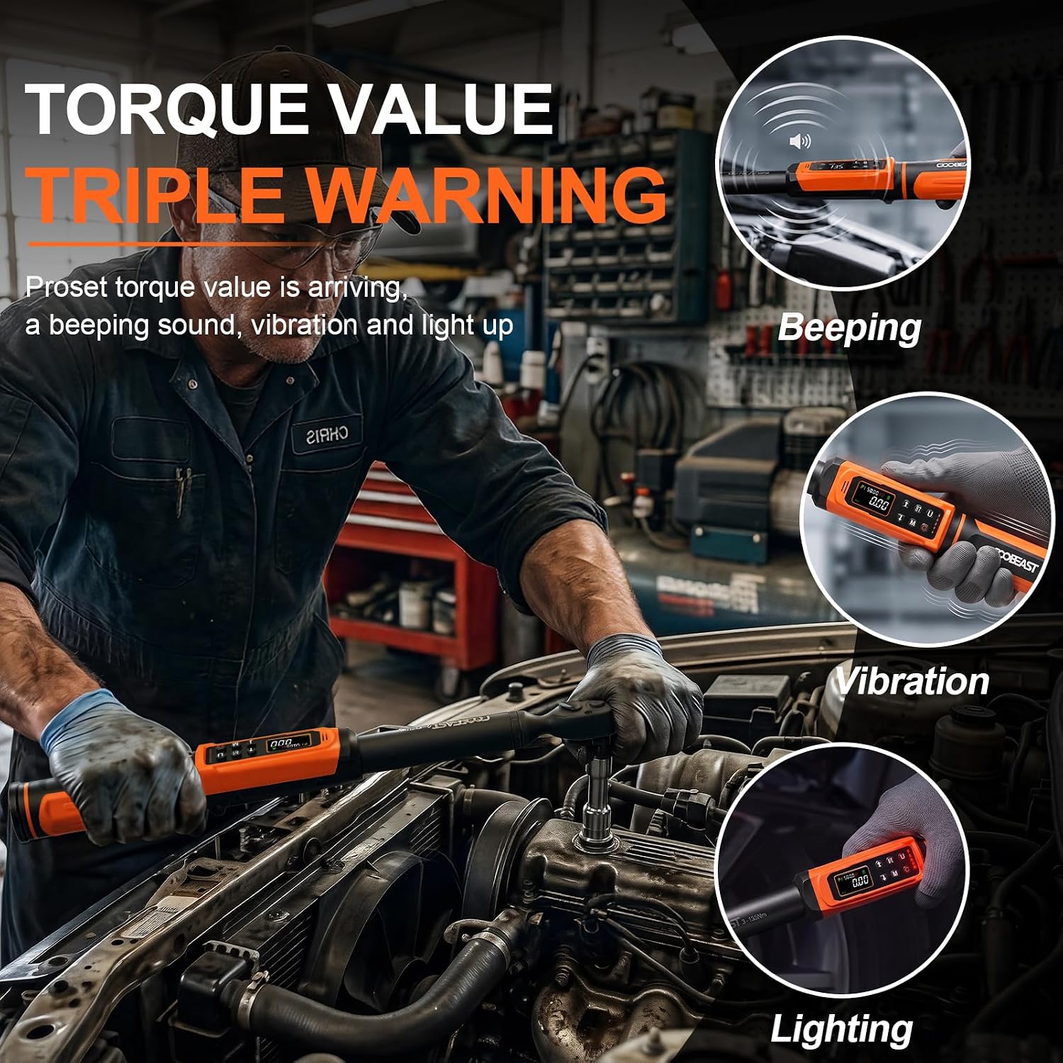 Detalle de coobeast SXBS02HS135NM9US Digital Torque Wrench, 3/8-Inch Drive, ±2% Accuracy