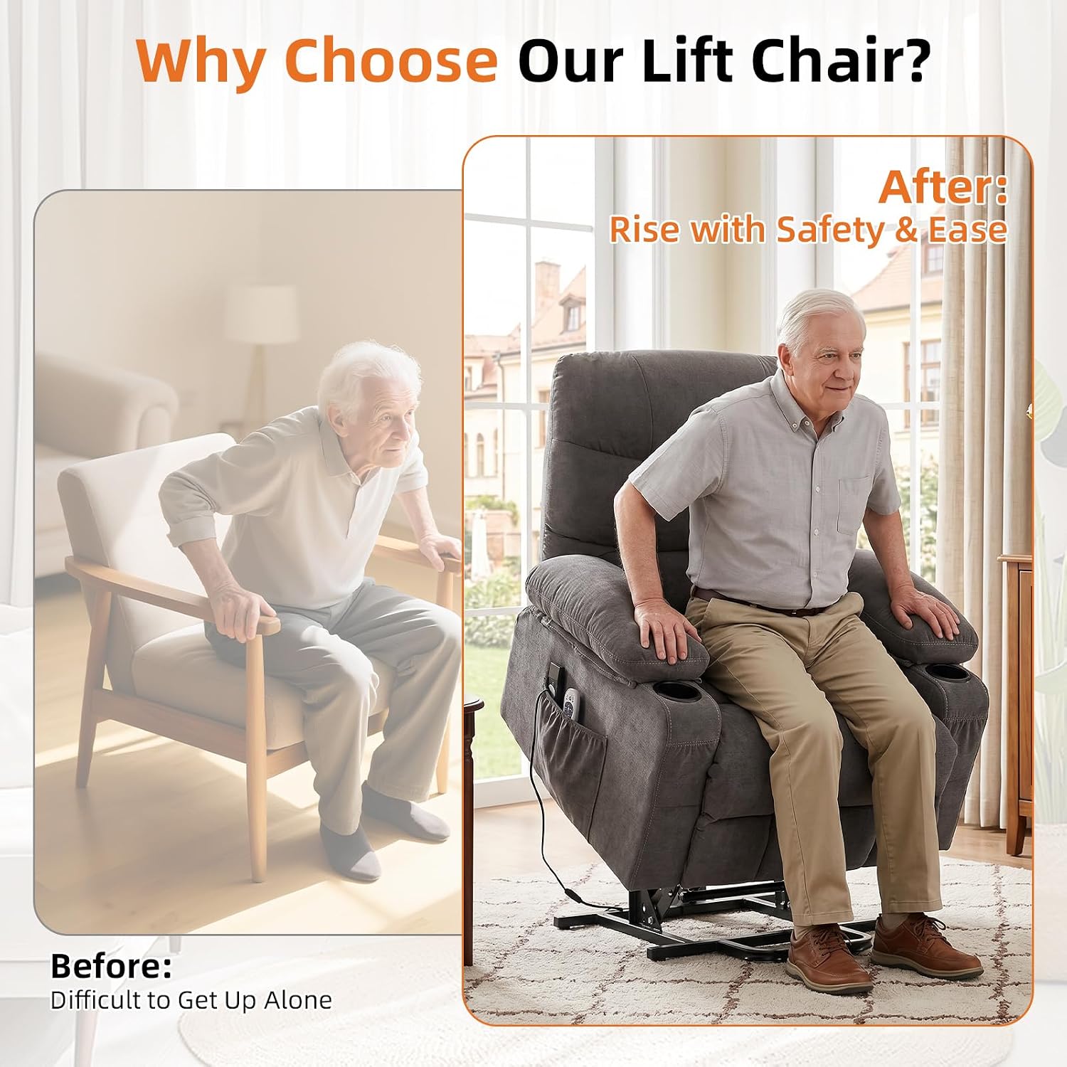 Detalle 1 de KWKSV 1361 Power Lift Recliner with Massage, Heat, and Storage