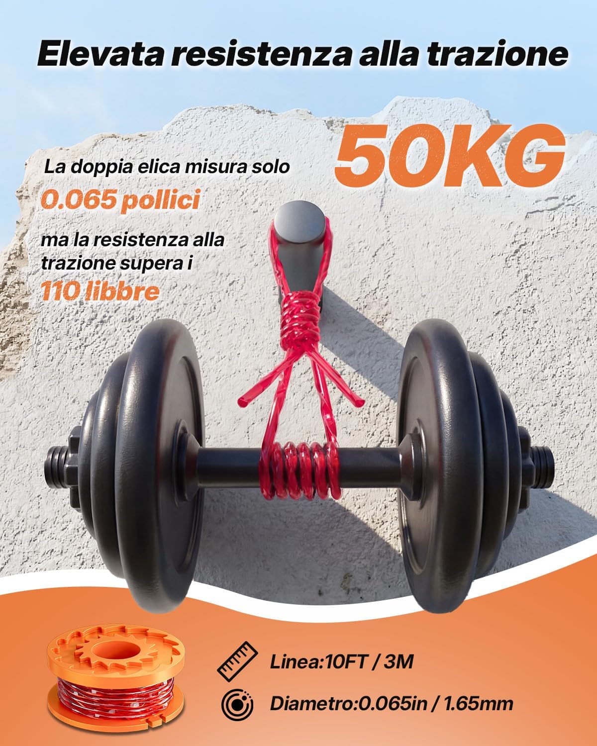 Detalle 2 de Eventronic 10 Pack Bobine Decespugliatore WA0010 compatibile Worx (8 bobine + 2 coperture)
