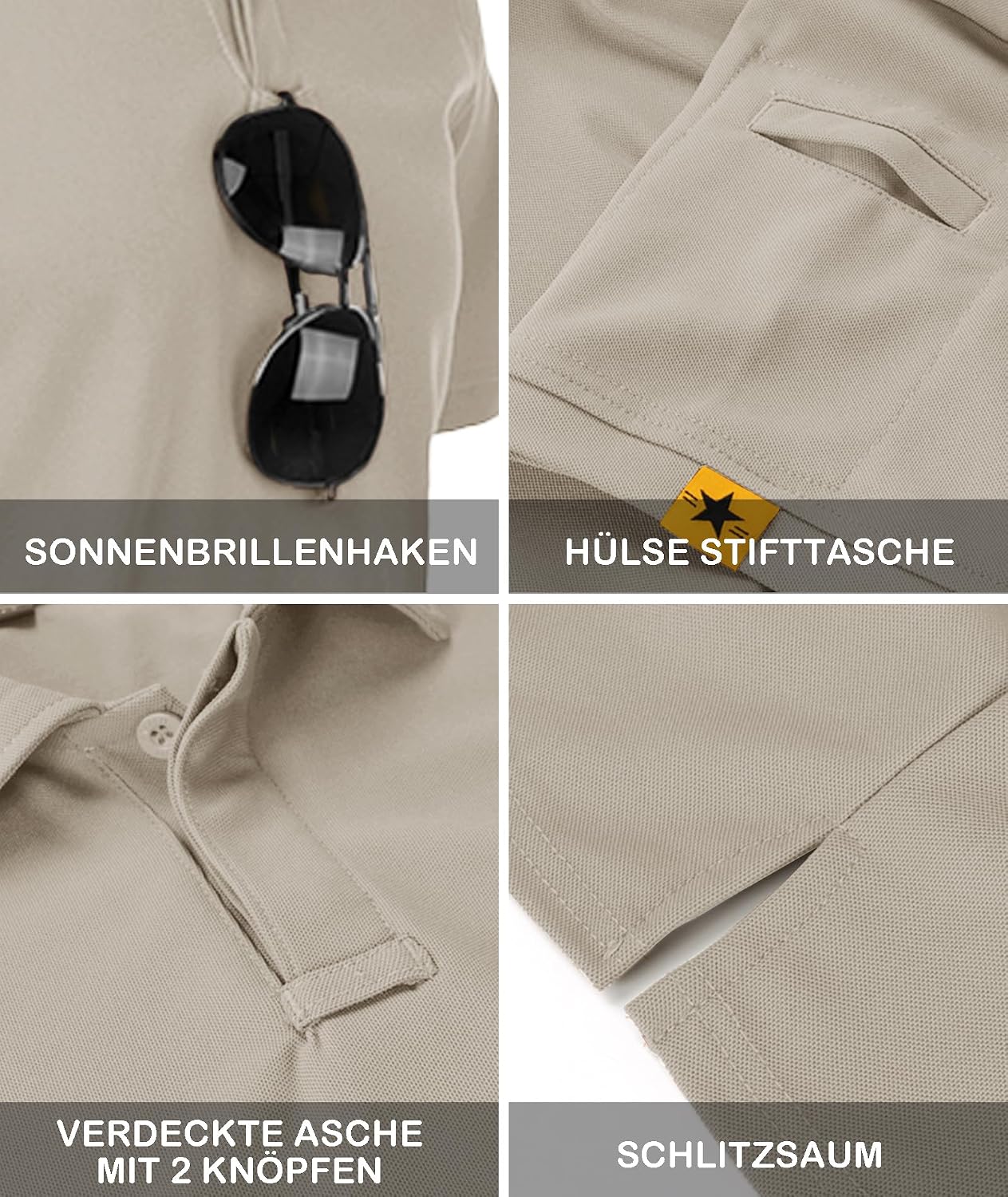 Detalle de JACKETOWN Polo Shirt Uomo Manica Corta: asciugatura rapida e comfort per tennis, golf e tempo estivo