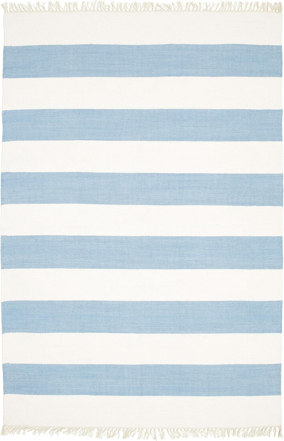 Detalle de RugVista Cotton Stripe Kilim Rug, 160 x 230 cm, Light Blue, Flat-Woven Cotton