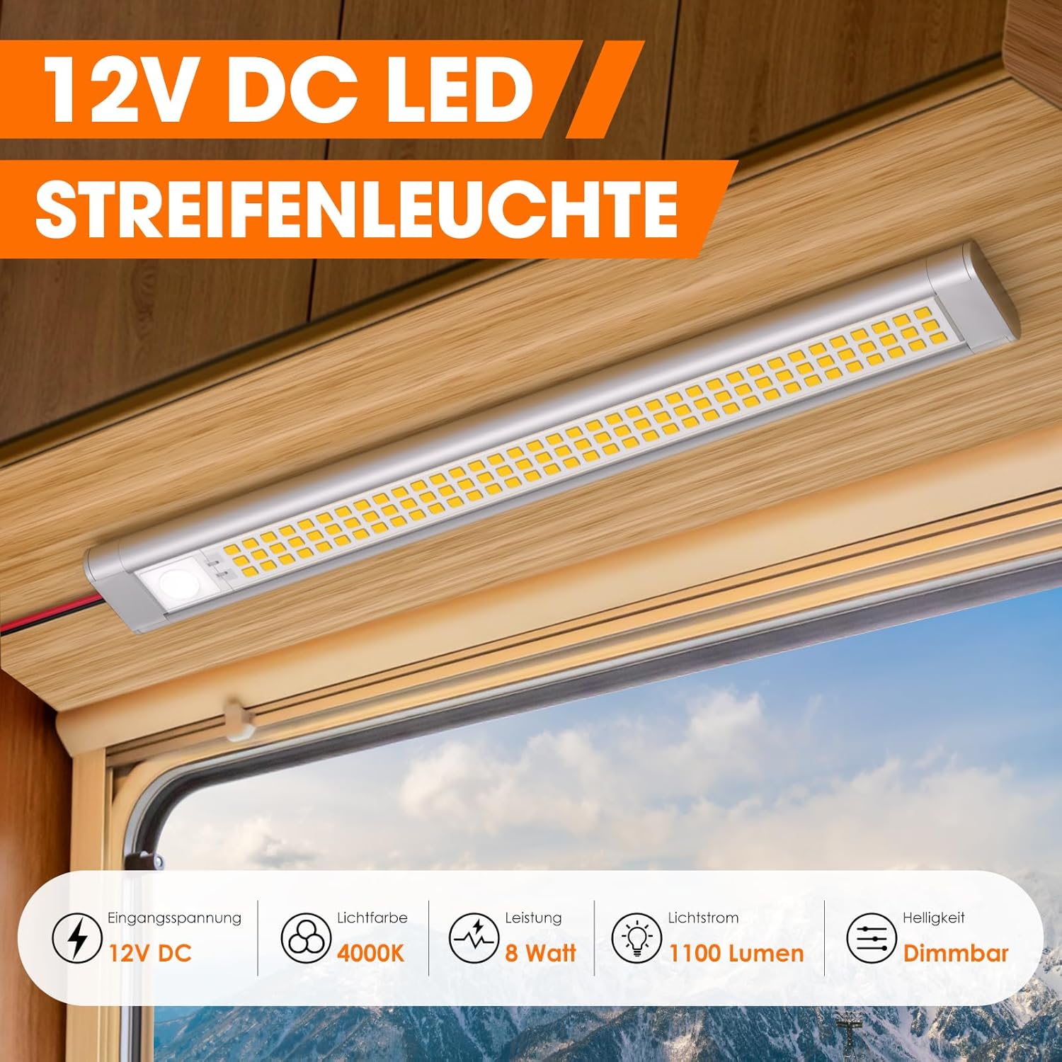 Detalle 2 de 12V LED Wohnmobil Lampe 1100 lm im 4er Pack
