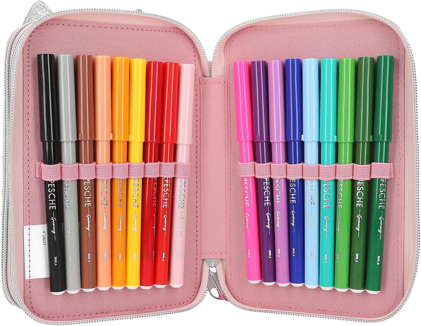 Detalle de Depesche TOPModel 12787 Trousse à 3 Compartiments – Rose, motif tacheté, avec nez en cœur et oreilles de chat