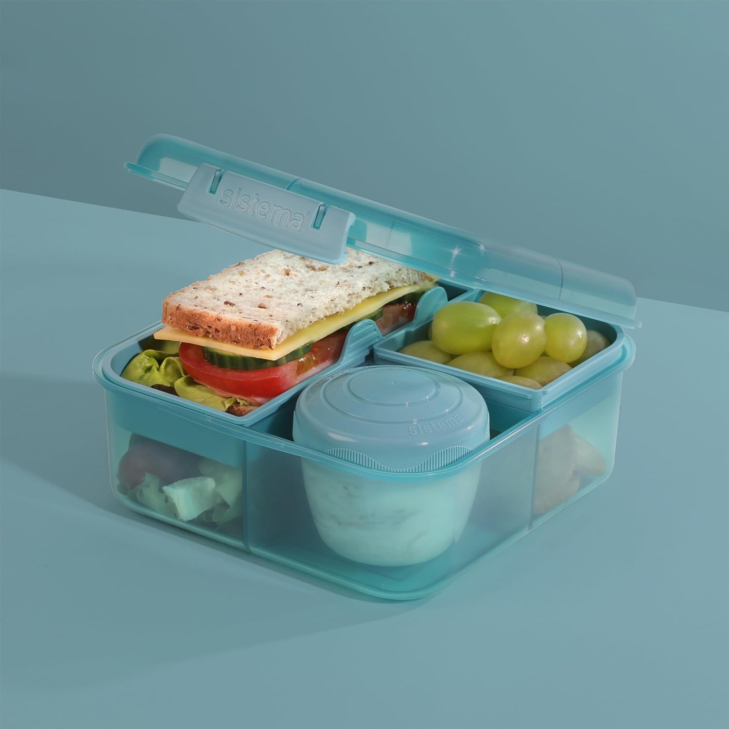 Thumbnail 5 de Sistema Bento Box Ocean Bound Plastic Brotdose mit Fächern – 1,25 l Lunchbox türkis inklusive 150 ml Joghurtbehälter