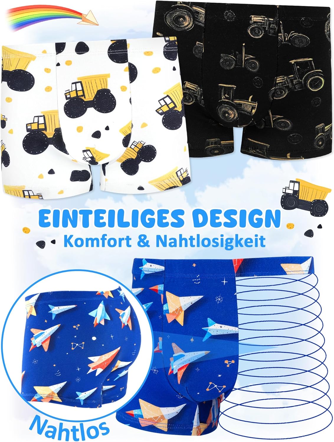 Thumbnail 2 de BliBliTaTa Jungen Boxershorts im 6er-Set – weiche, nahtlose Baumwoll-Unterwäsche für Kleinkinder & Kinder