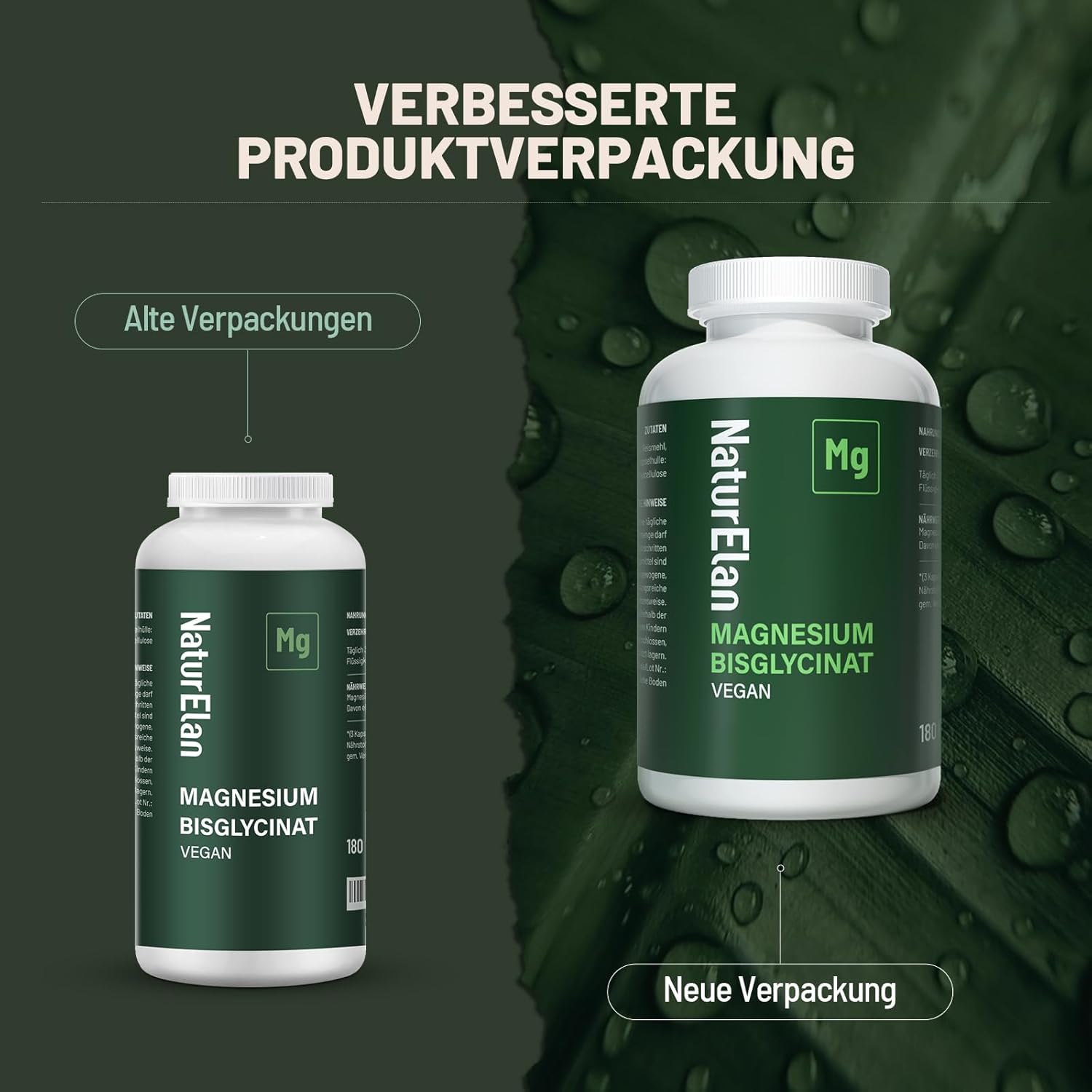 Detalle 2 de Magnesium Bisglycinat 300 mg Tagesdosis — 180 vegane Kapseln 💊