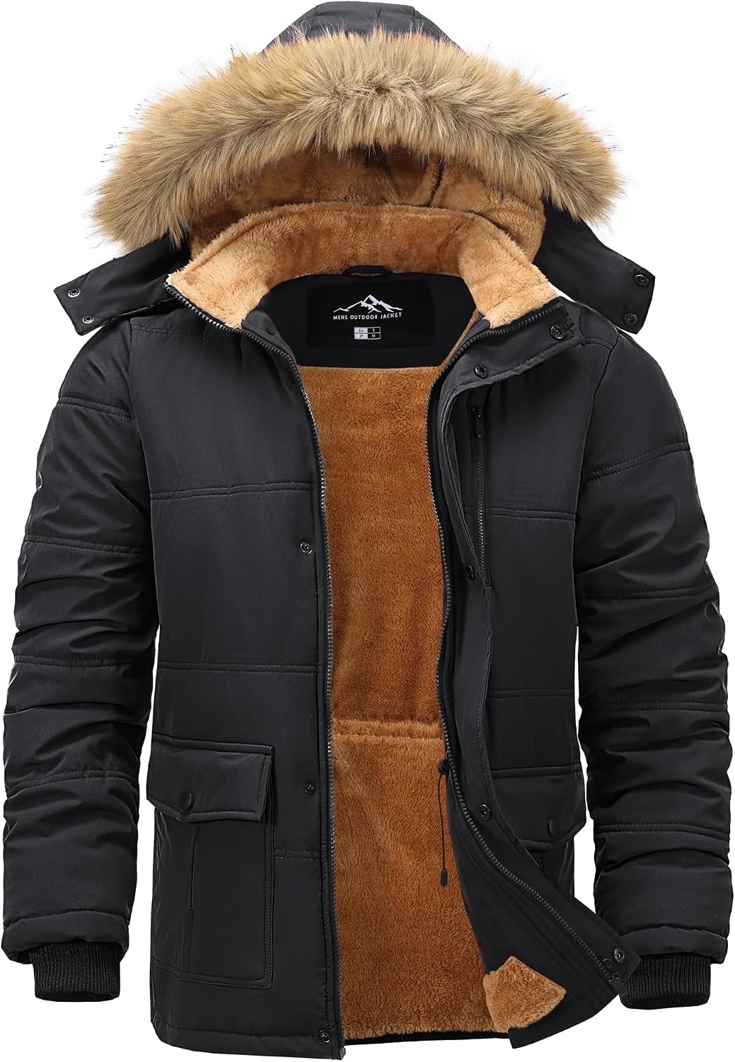 Detalle 2 de Peakwell Men’s Warm Winter Jacket with Detachable Hood