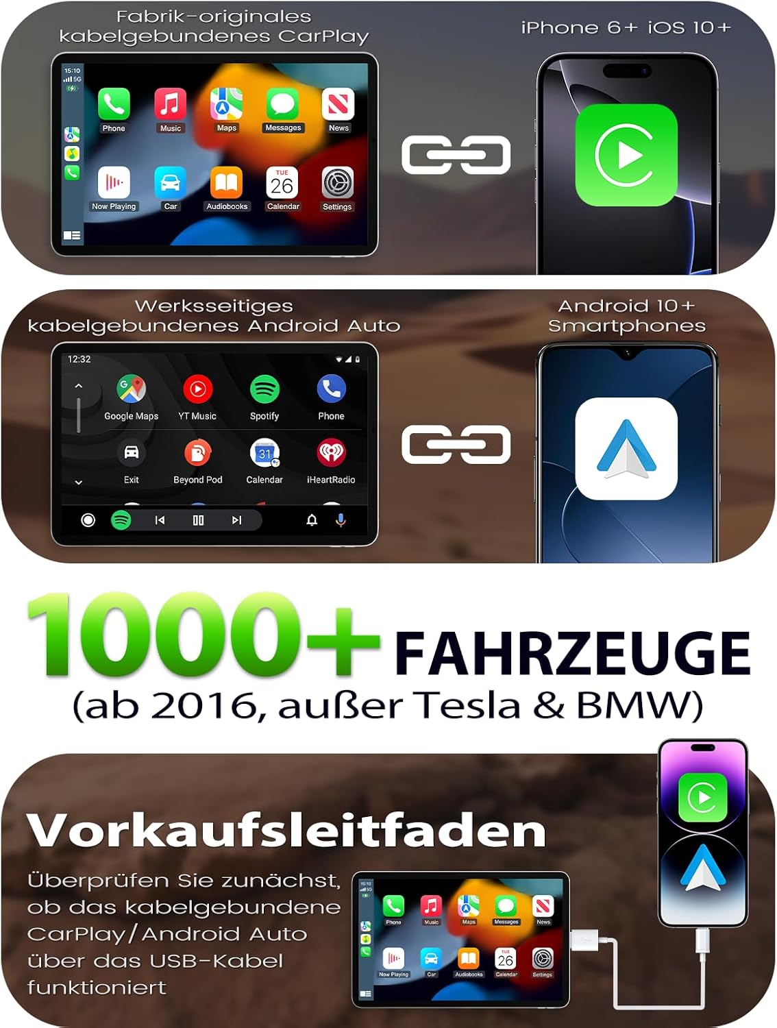 Thumbnail 6 de Versteckter CarPlay Wireless Adapter mit 1-Tasten-Wechsel – kompatibel mit CarPlay & Android Auto, stabil & latenzfrei