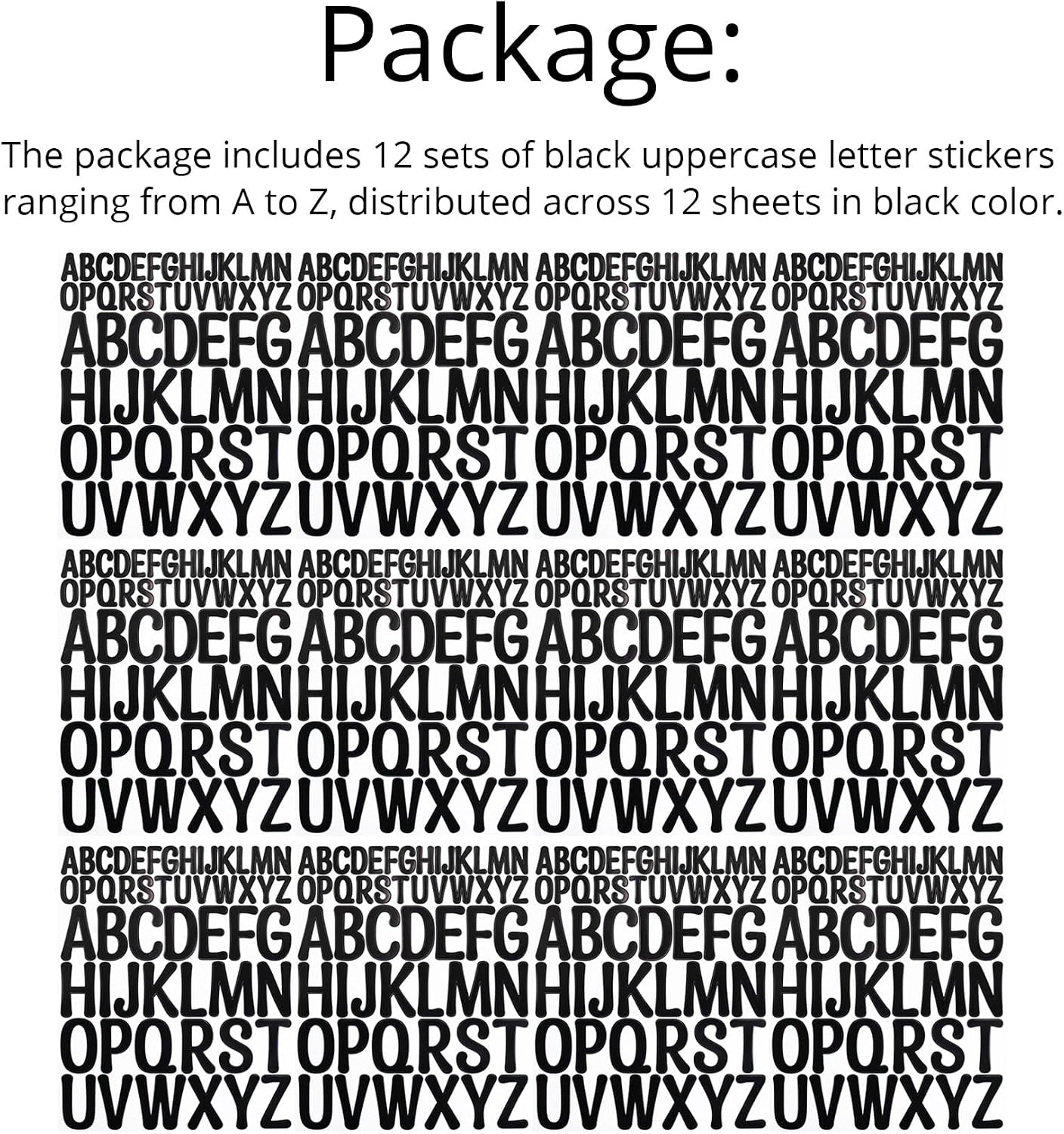 Detalle de YIKTUNQ Vinyl Letter Stickers, 12 Sheets