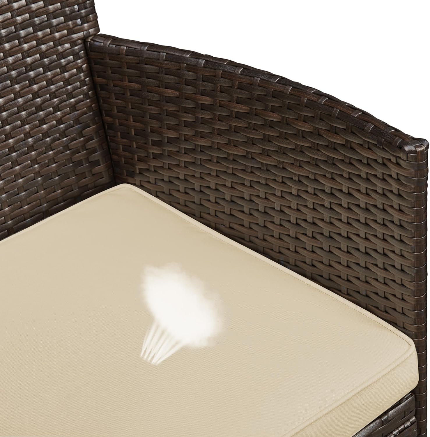Detalle de Yaheetech Set Mobili da Giardino 2 Poltrone e 1 Tavolino in Rattan PE Impermeabile per Esterno con Cuscini Marrone