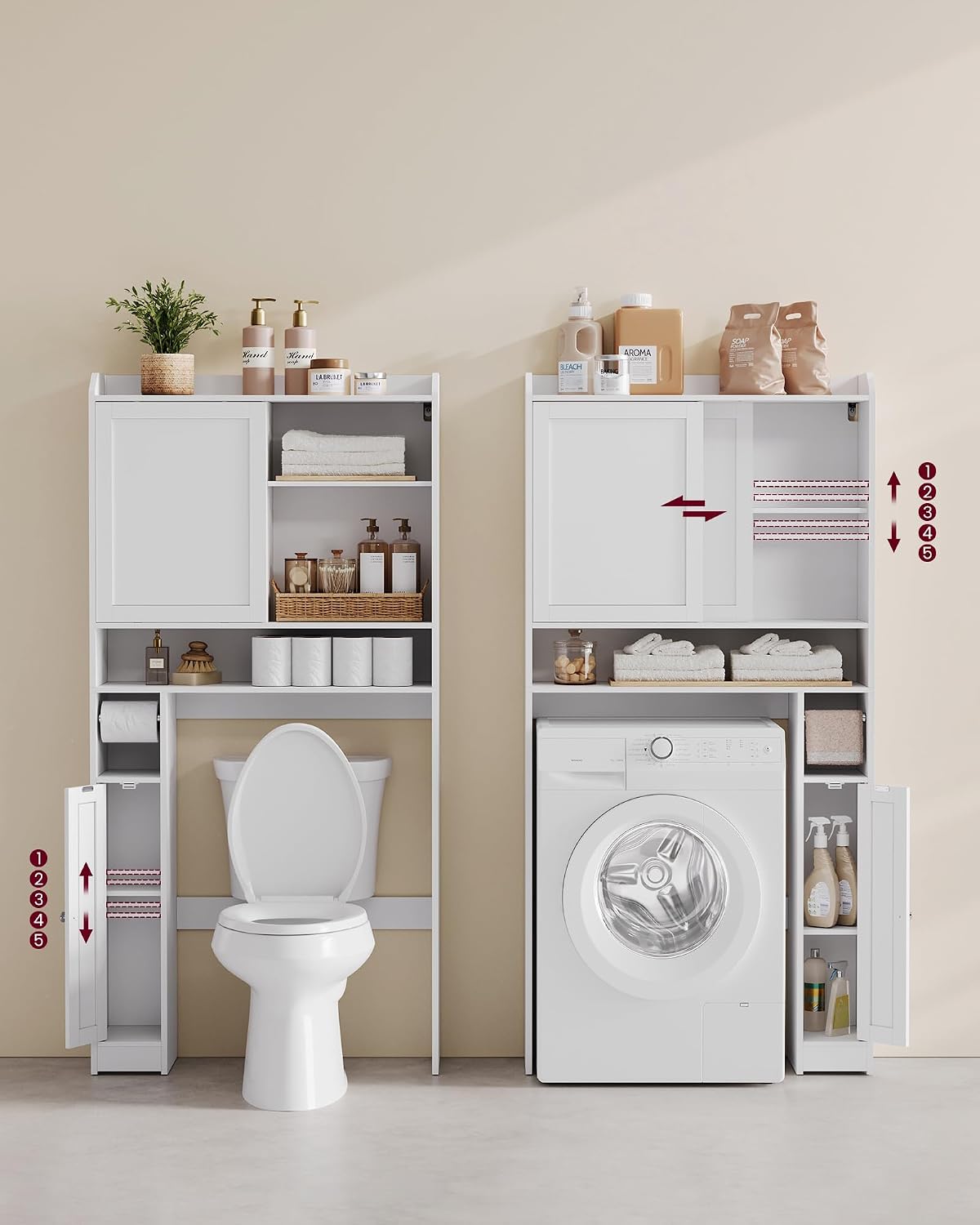 Thumbnail 3 de VASAGLE Siren Collection BTS018W01 Over-Toilet Shelf, 83 x 25 x 170 cm