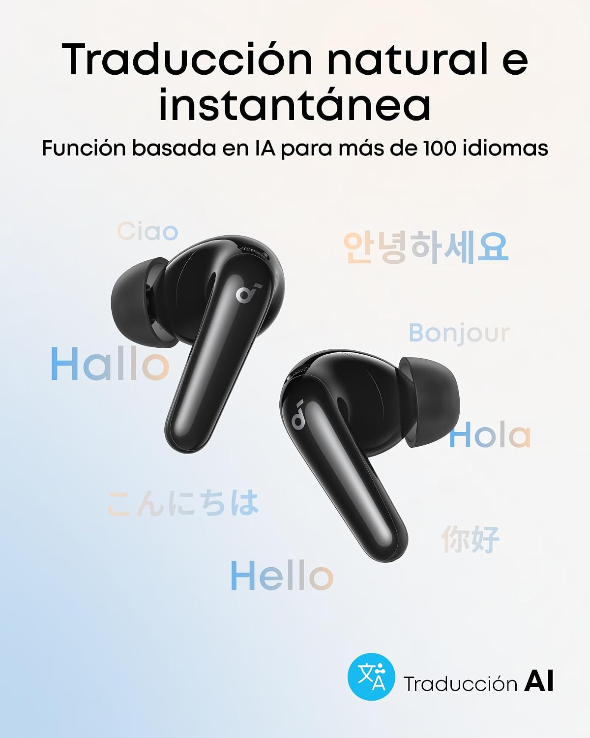 Detalle de Soundcore P31i: Auriculares inalámbricos con ANC adaptativo, traductor IA y sonido Hi-Res