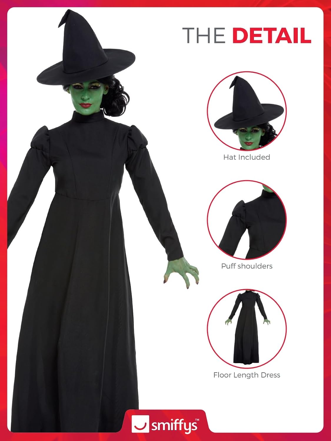 Thumbnail 4 de Smiffys Wicked Witch Costume 37–38.5" Bust