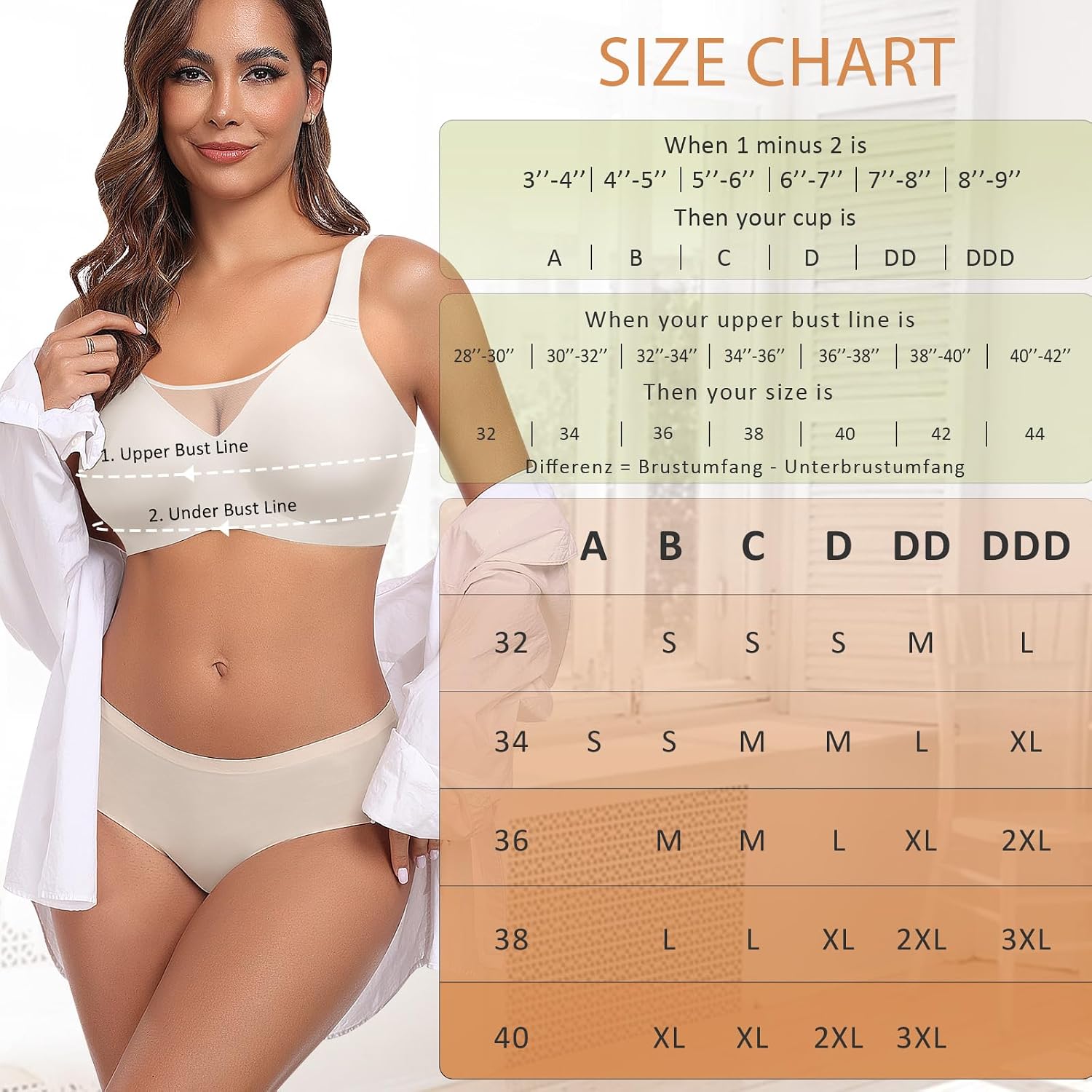 Detalle 2 de Ganado WNBR007 Wireless Bra, Full-Coverage Padded Cups, Seamless Design