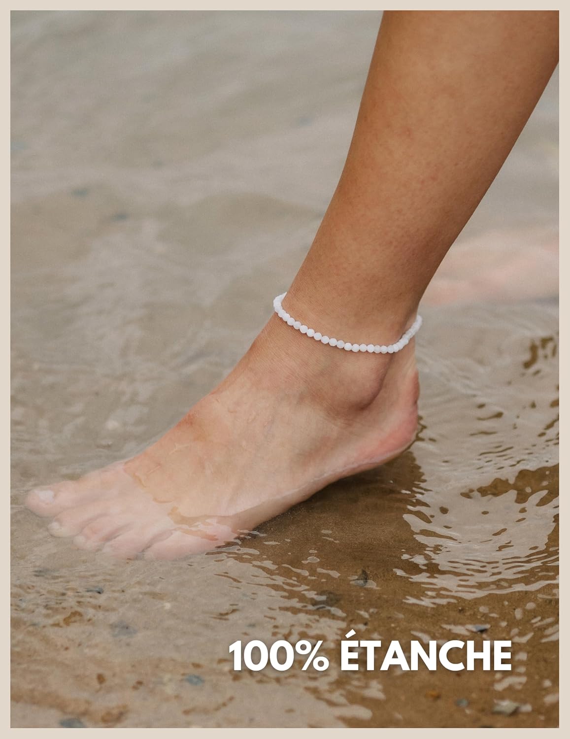 Detalle de GD GOOD.designs EST. 2015 bracelet de cheville femme en pierre naturelle multicolore avec fermoir ajustable 18 carats