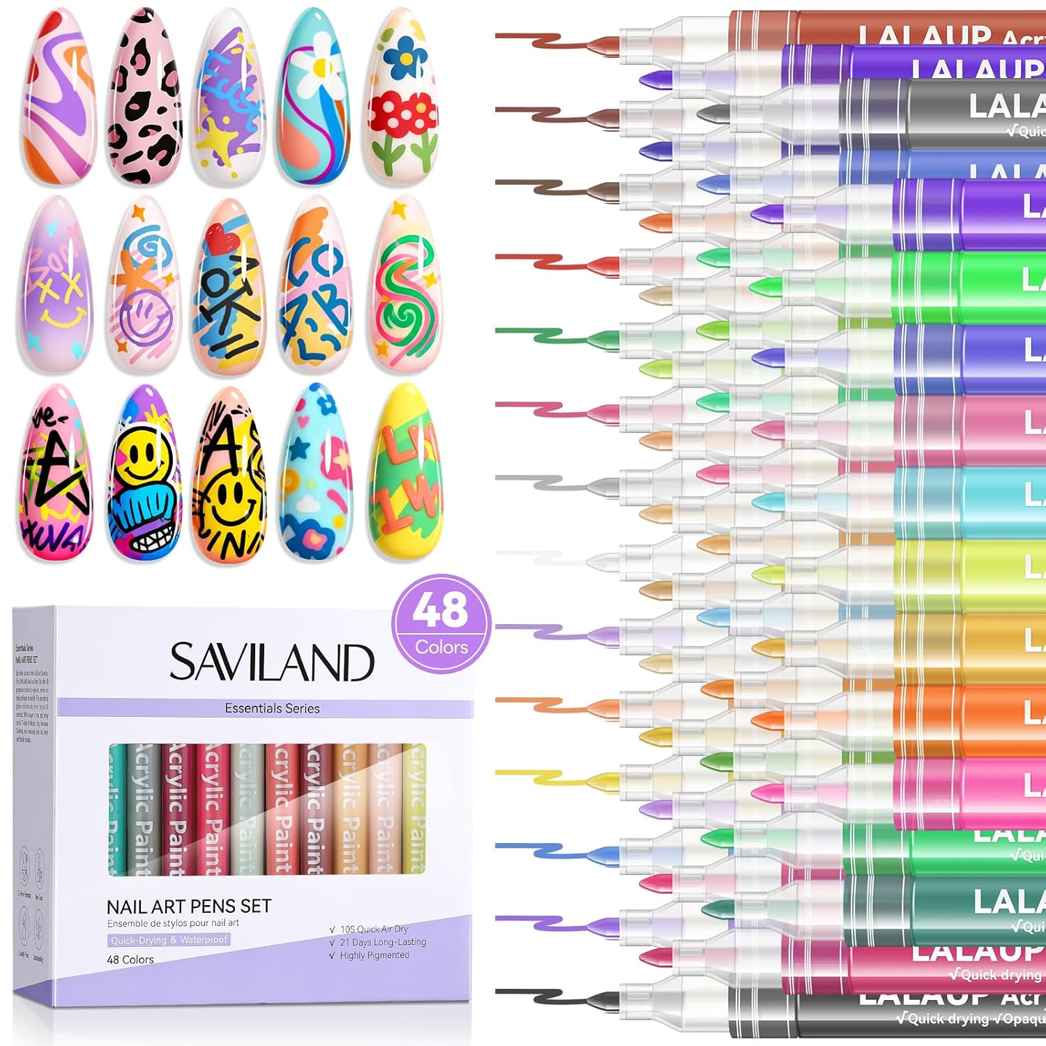 Detalle de Saviland Nail Art Pens Set 48 Colors