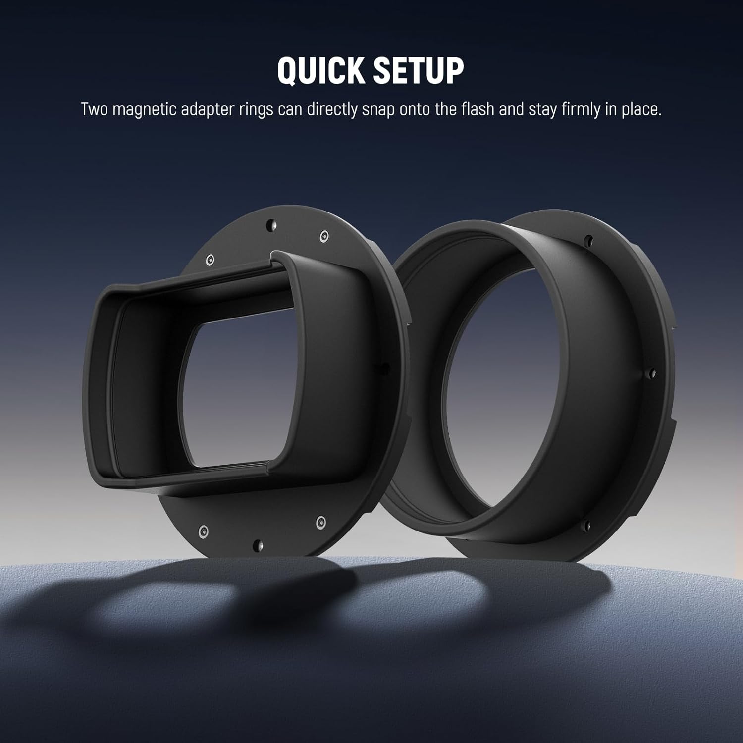 Detalle de NEEWER lot de 2 bagues d’adaptation magnétiques en silicone pour flashs à tête carrée ou ronde
