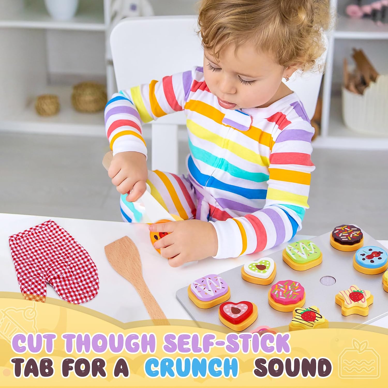 Detalle de Wooden Cookie Play Food Set with 12 Cookies