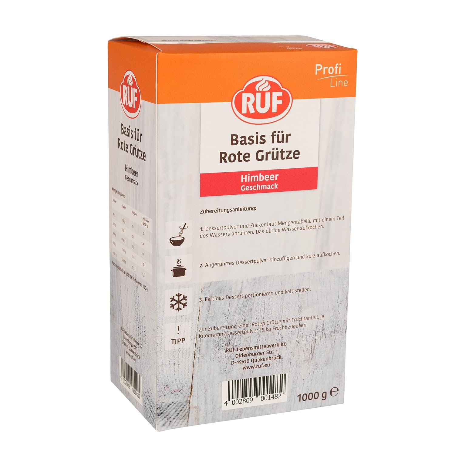 Detalle de RUF Rote Grütze mit Himbeer-Geschmack (norddeutsche Spezialität) – Dessertpulver für die Profi-Line, Großpackung 1 x 1000 g