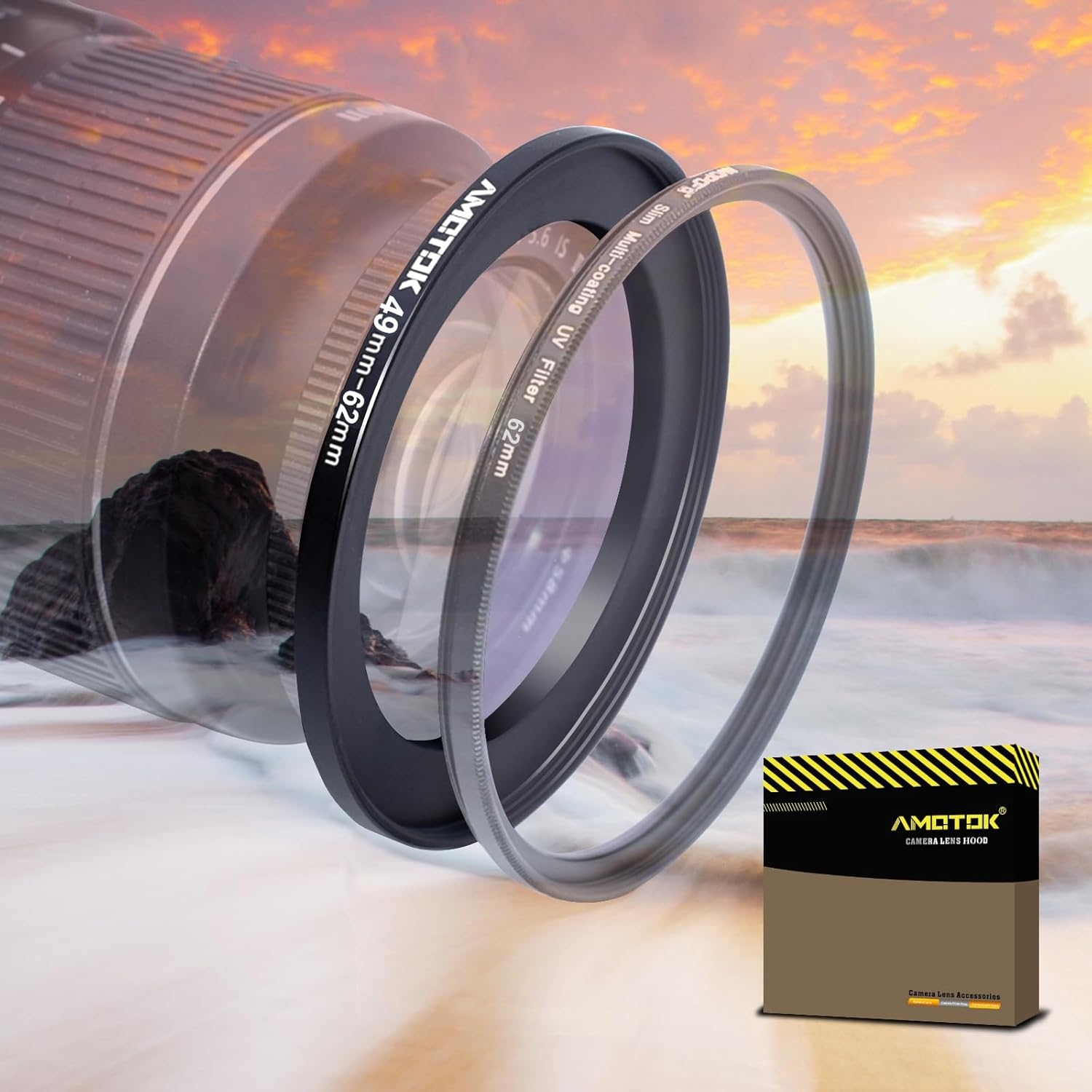 Detalle de Amotk 49mm to 62mm Lens Adapter Ring — Step-Up Accessory for 62mm Filters and More
