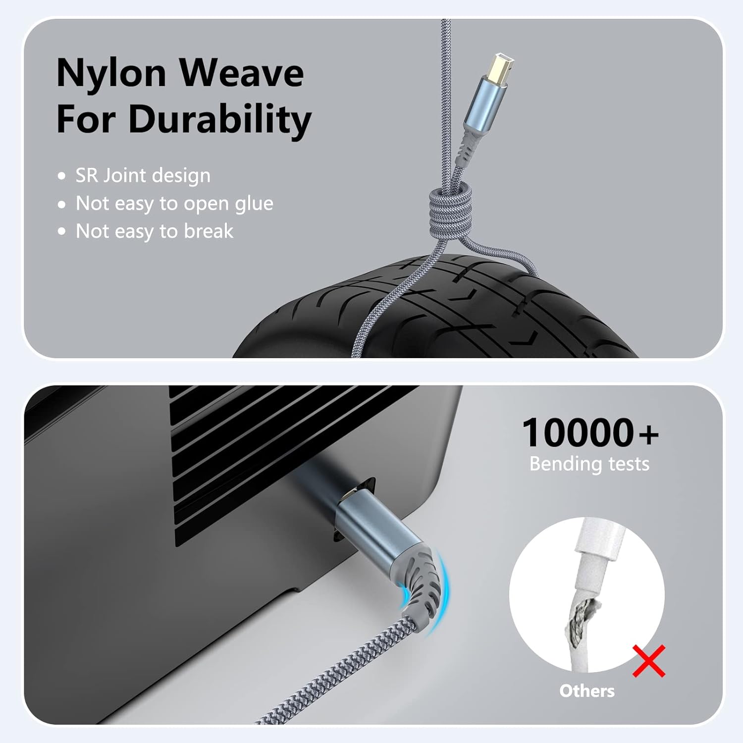 Thumbnail 2 de ANMIEL Printer Cable 5m (USB 2.0 Type A to Type B) – High-speed grey printer lead