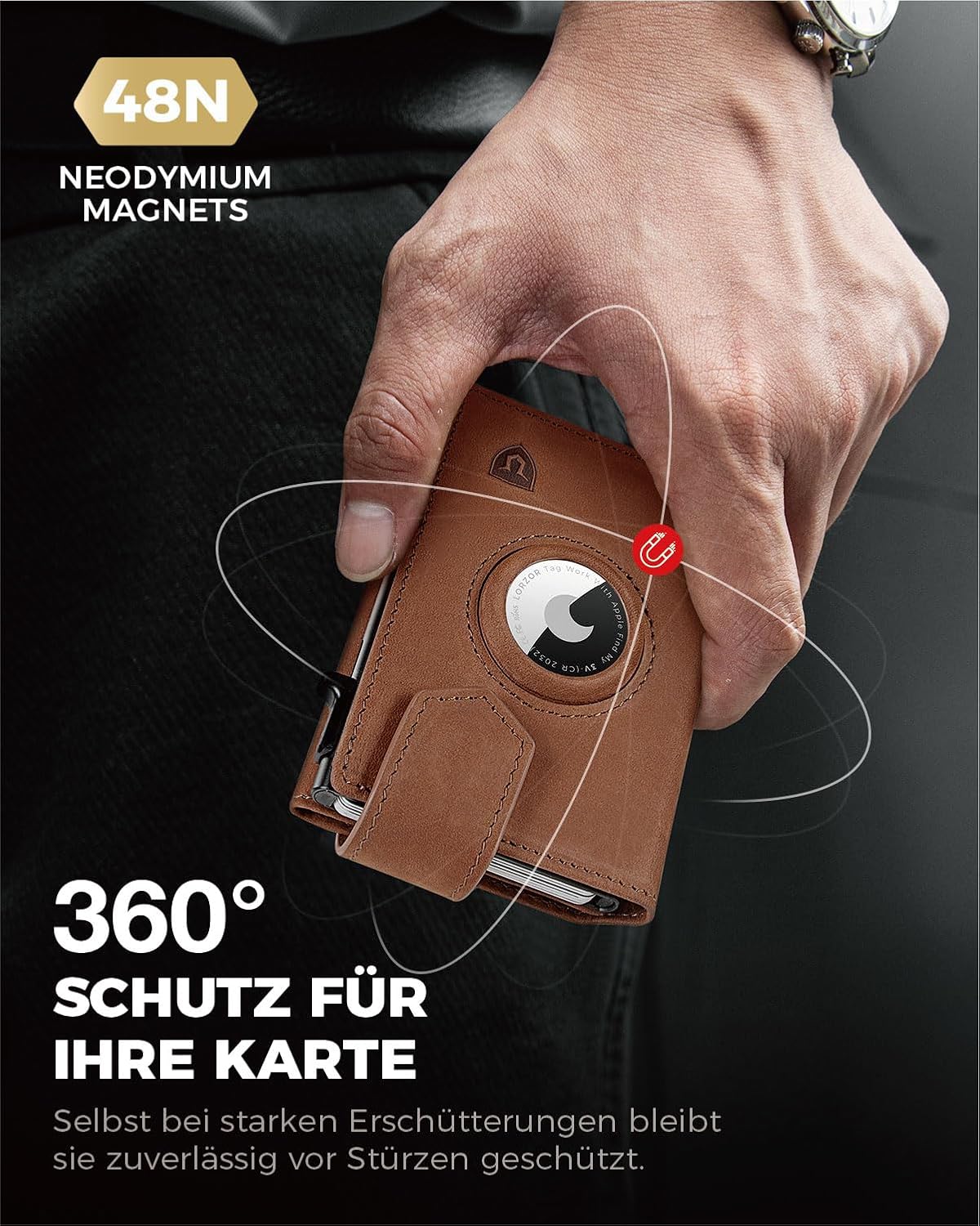 Detalle 2 de LORZOR Slim Wallet Leder Portemonnaie 10 Karten 👛