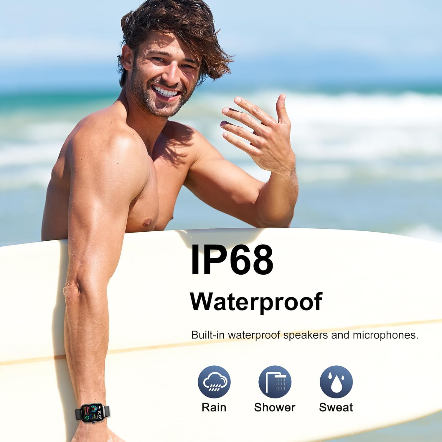 Thumbnail 6 de Smartwatch Herren/Damen mit 113+ Sportmodi, Herzfrequenz- und Schlafmonitor – 1,96" Display, IP68, Bluetooth Anrufe