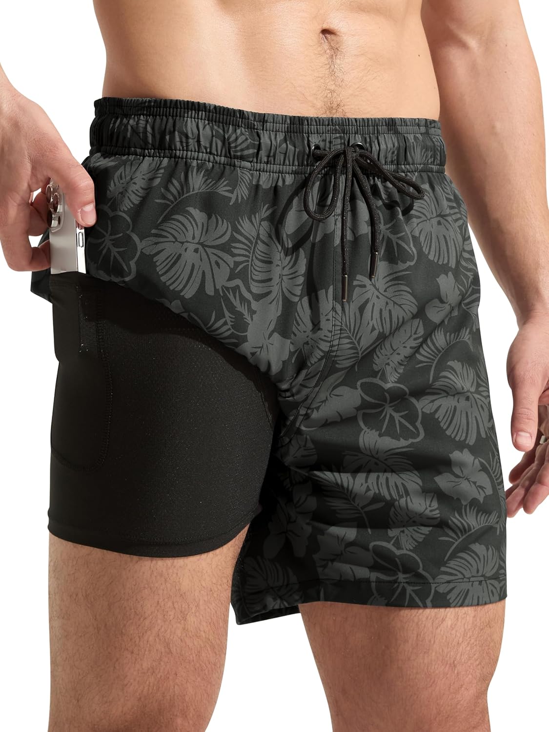 Detalle de Arcweg Men’s 2-in-1 Swim Shorts with Compression Liner and Zip Pockets