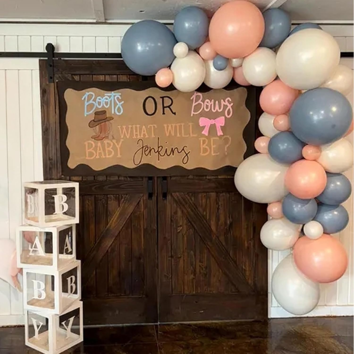 Thumbnail 4 de Gender Reveal Balloons 60-Piece Set (12-Inch) in Dusty Pink, Fog Blue, Sand White & Chrome Gold